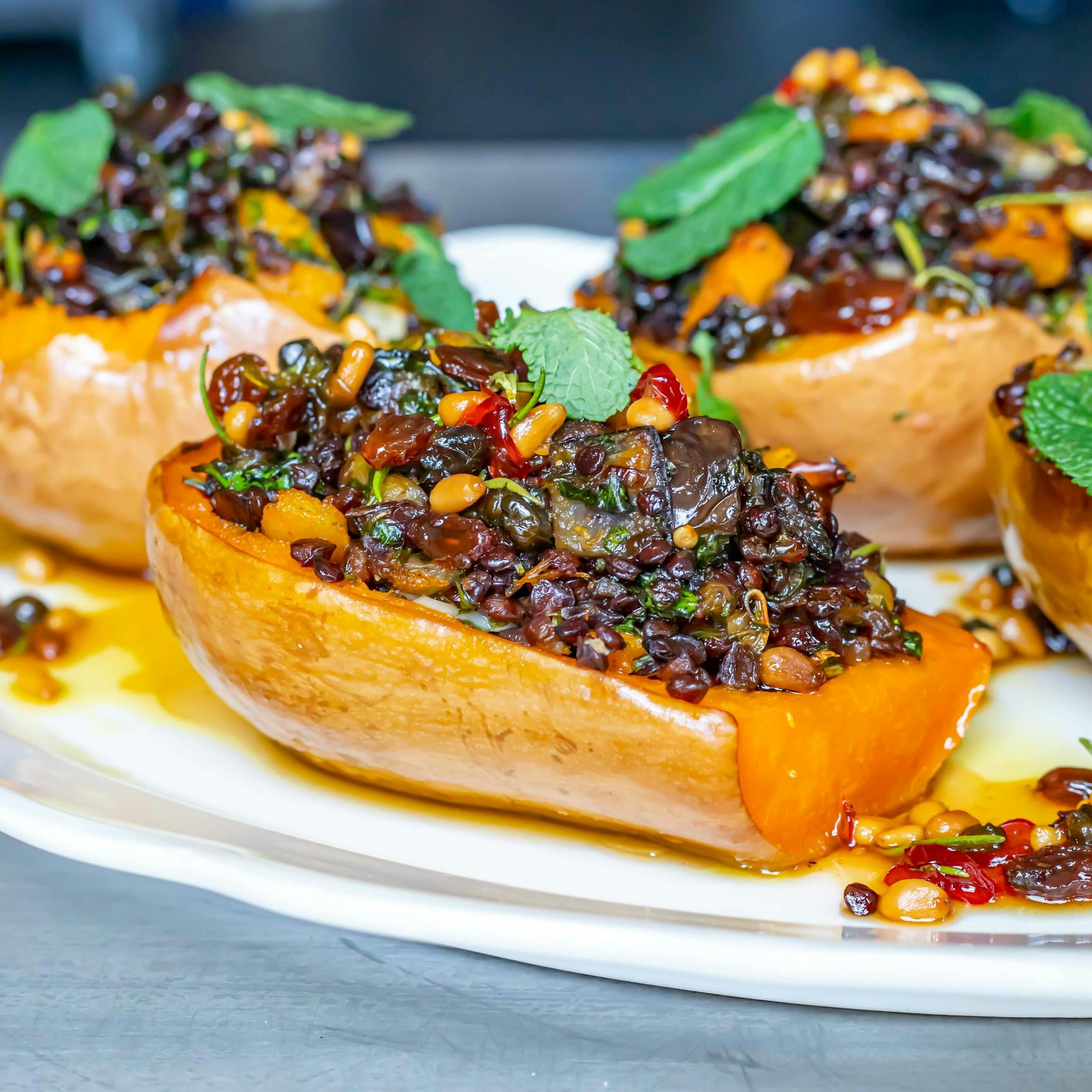 Stuffed Squash With Pine Nut Agrodolce