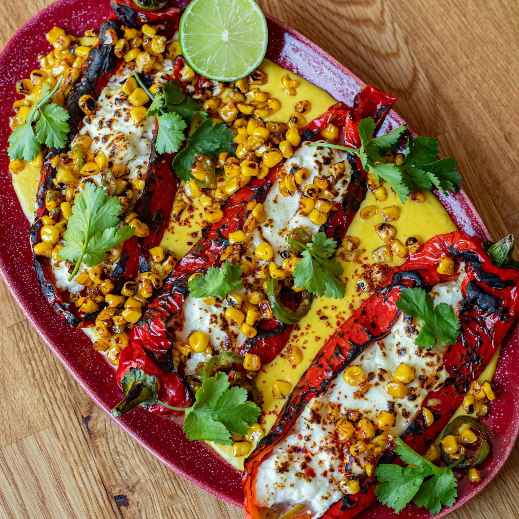 Cheesy Stuffed Peppers with Charred Corn Green Chilli