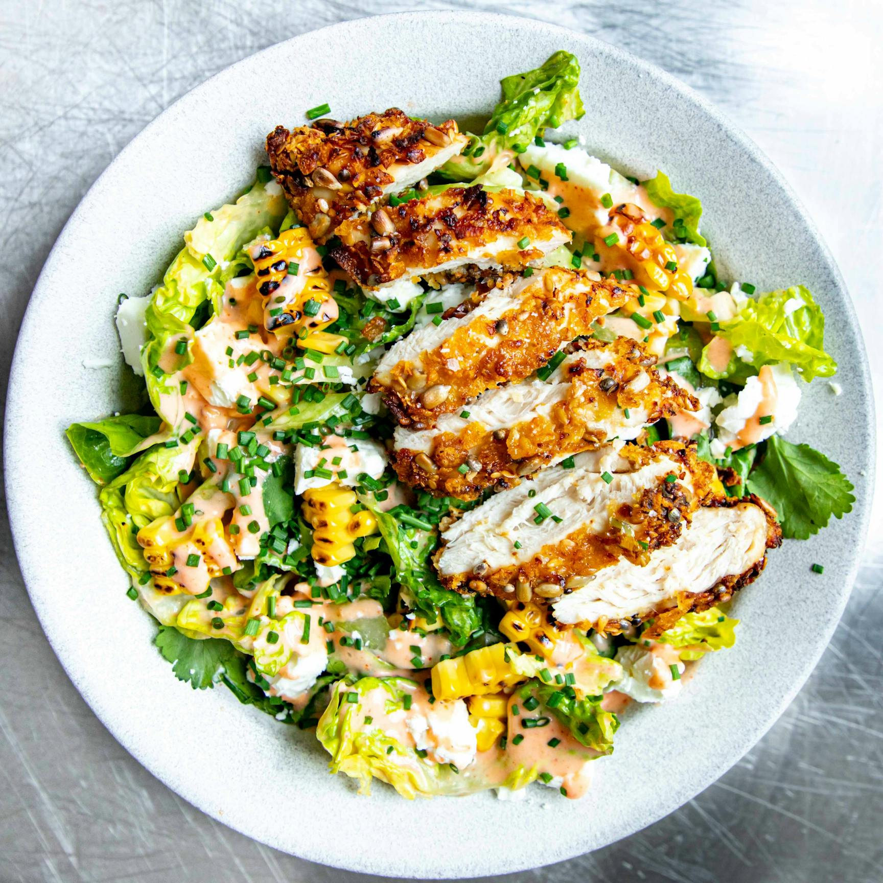 Cornflake Air Fried Chicken Salad Recipe