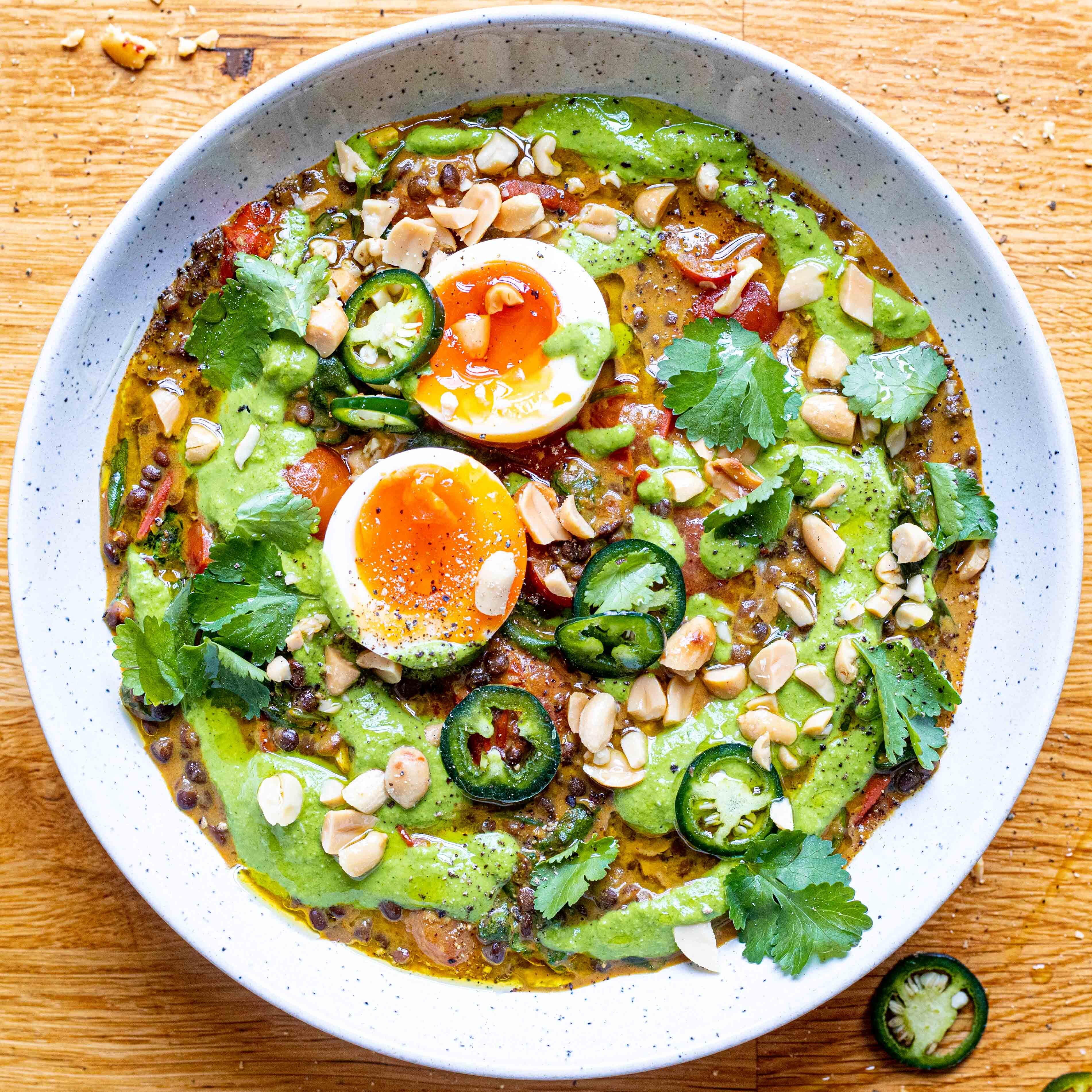 Coconutty Lentils With Peanut Coriander Chutney Recipe