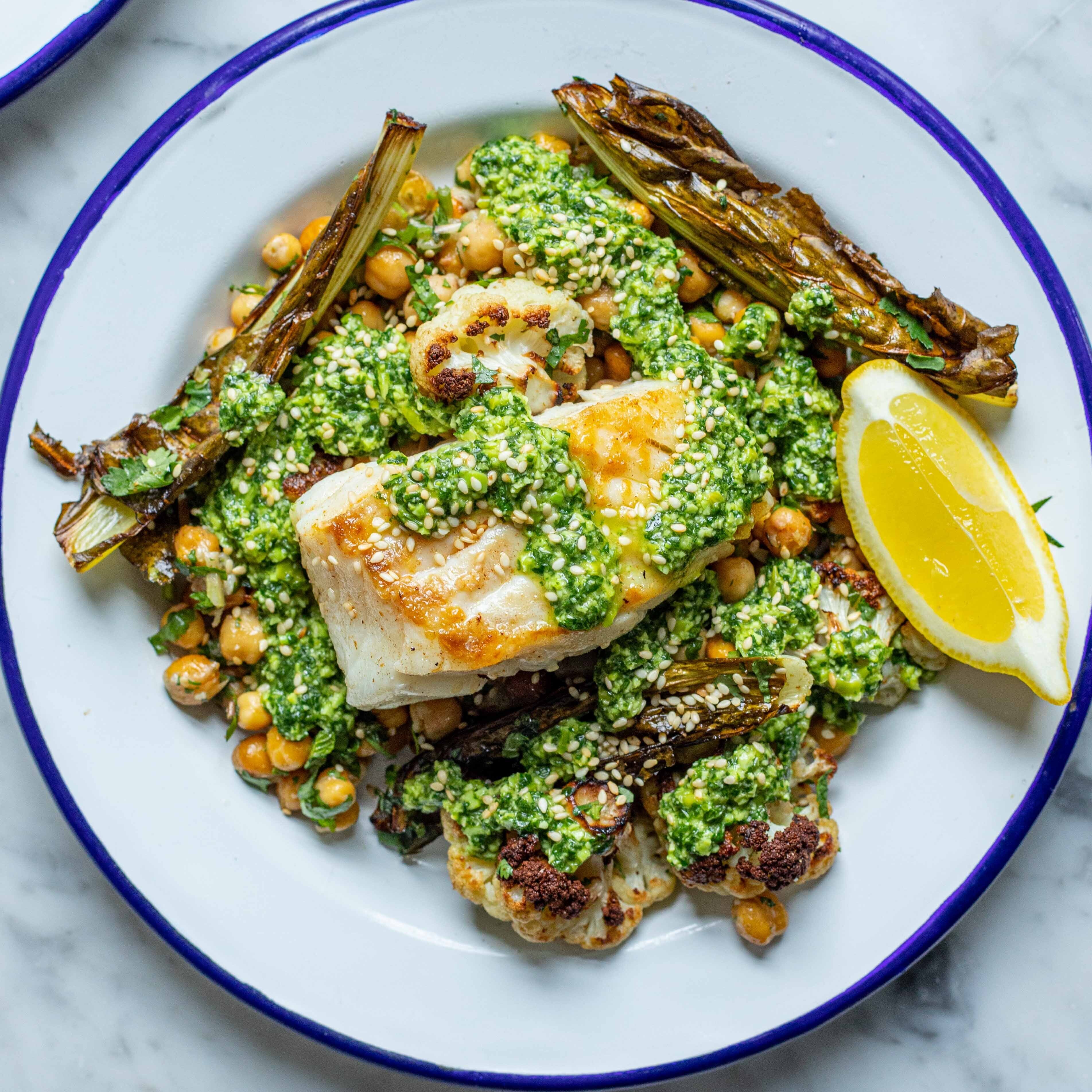 Flaky Cod With Coriander Salsa
