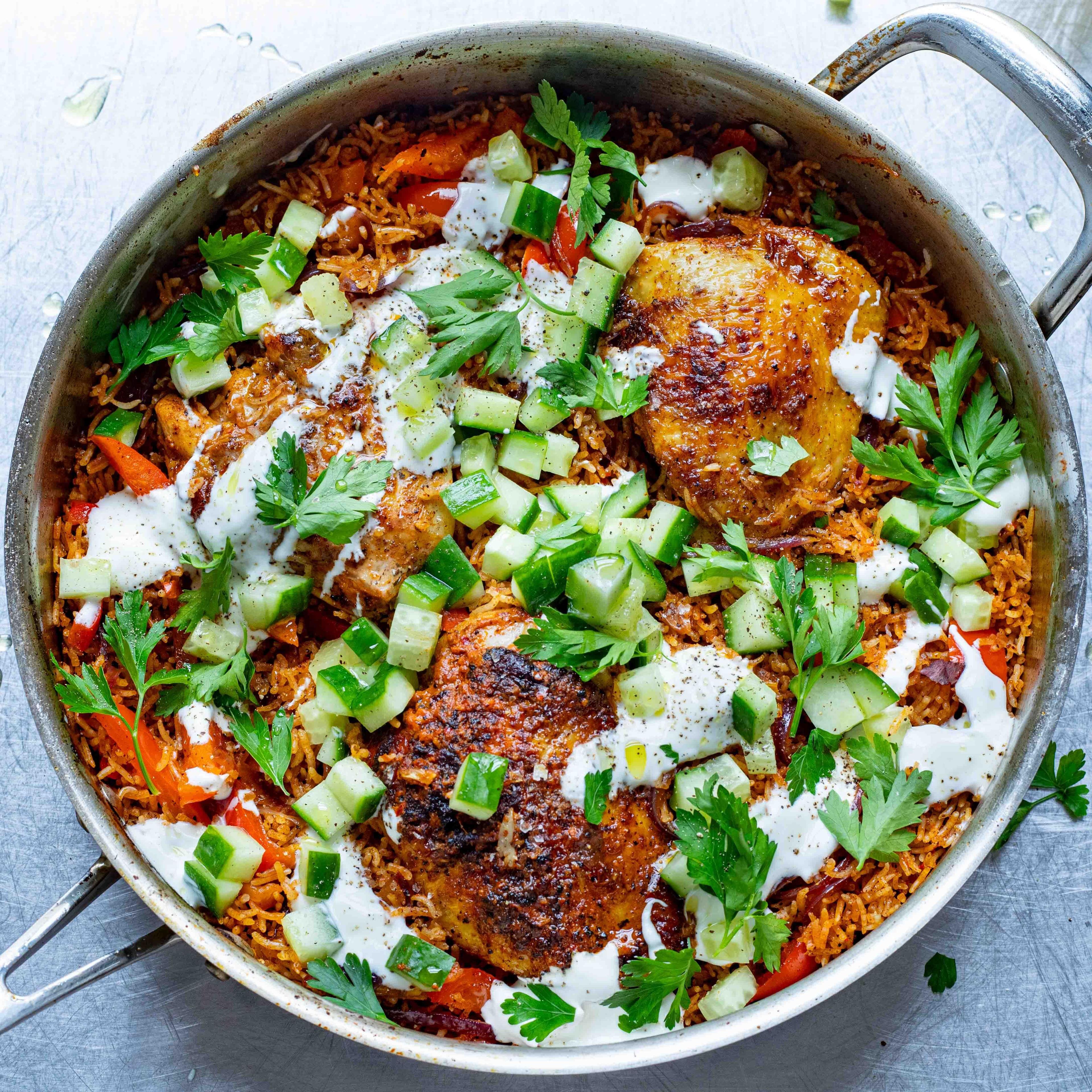Harissa Chicken Thighs & Rice