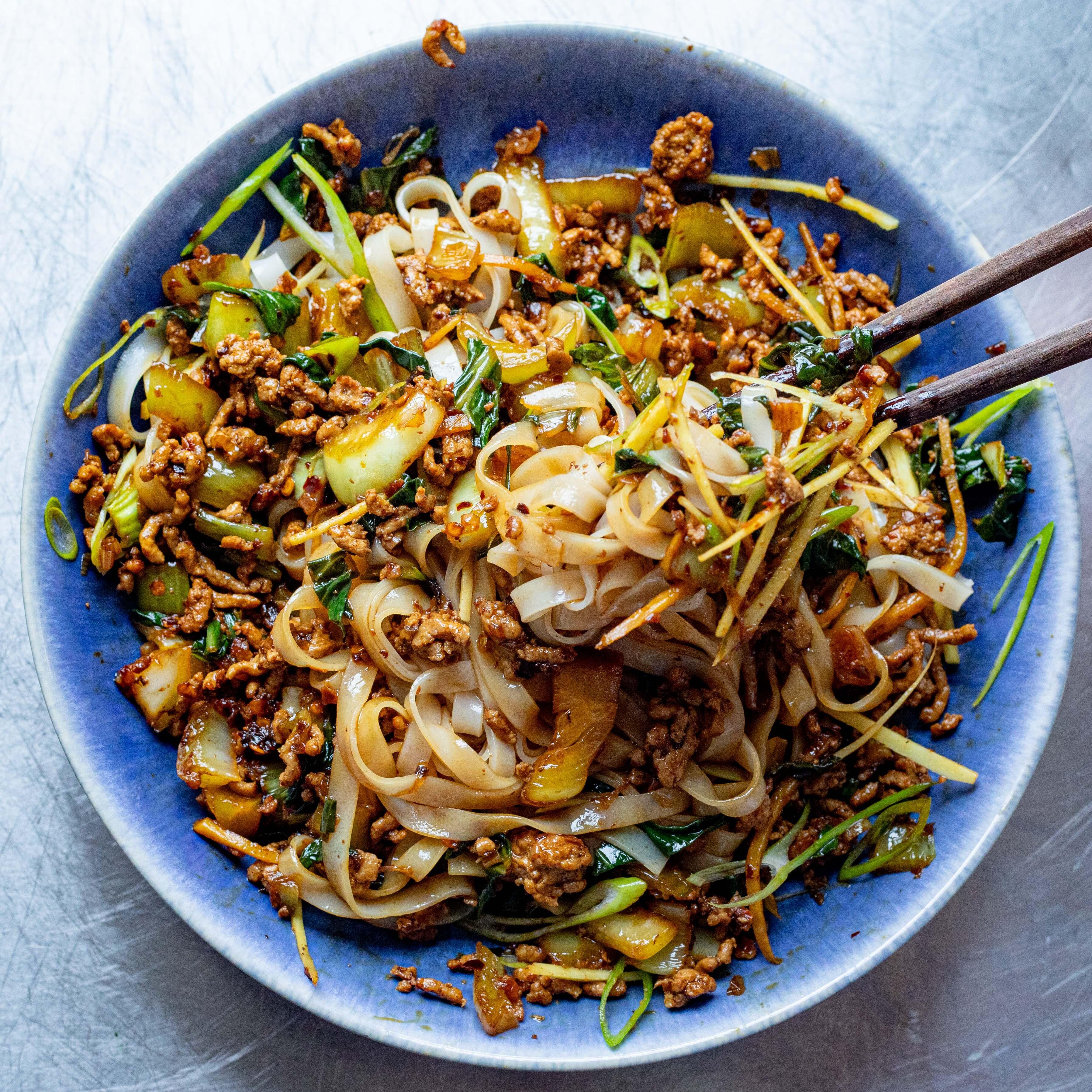 Spicy Pork Ginger Noodle Bowl