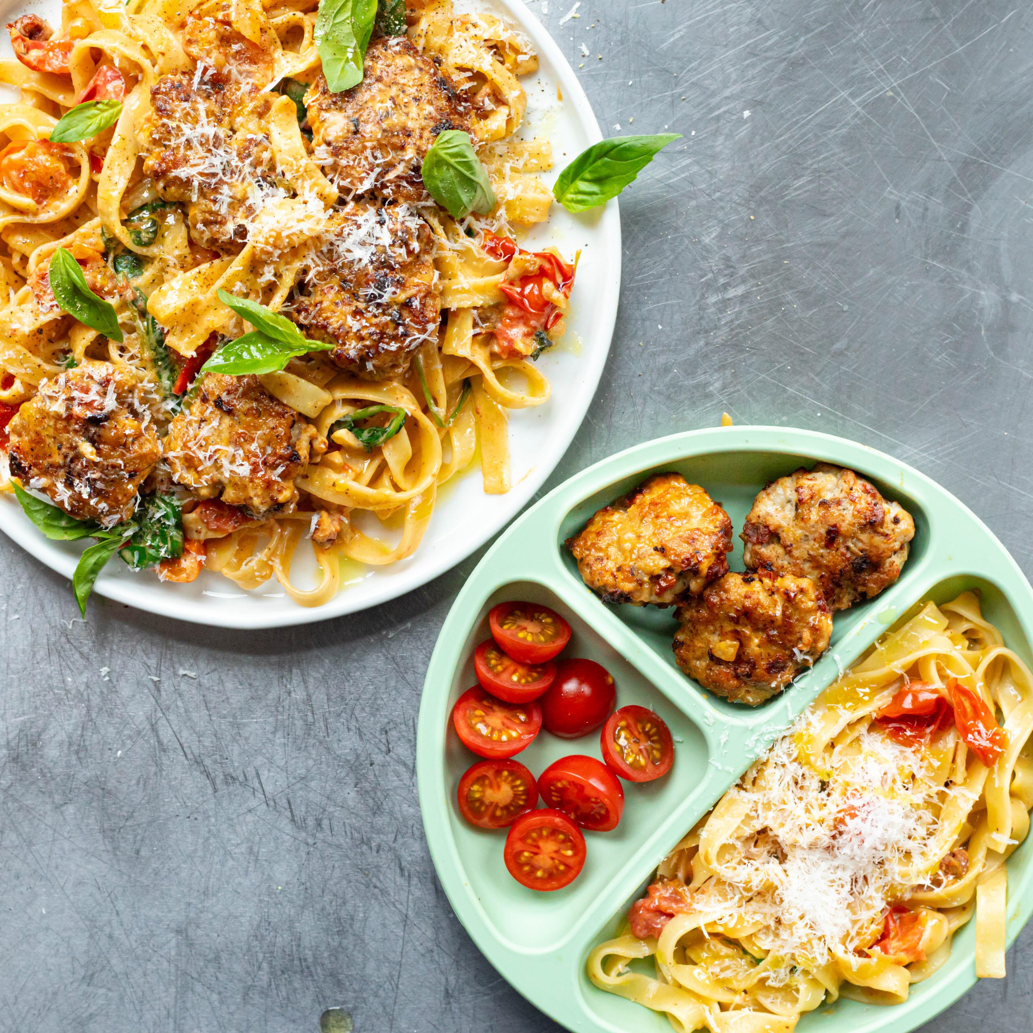 Tuscan chicken patties with creamy sun dried tomato sauce