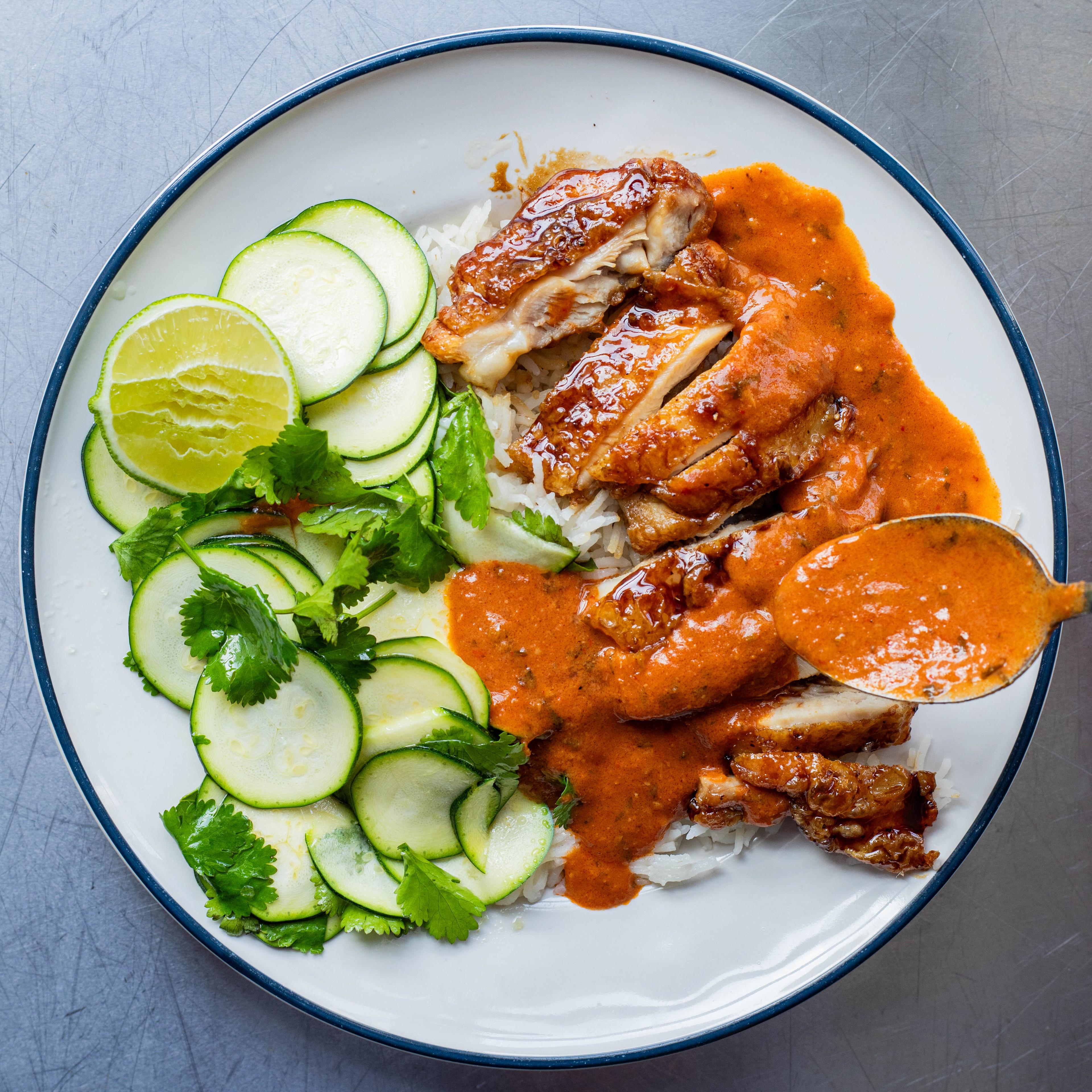 Crispy Chicken Peanut Curry Sauce
