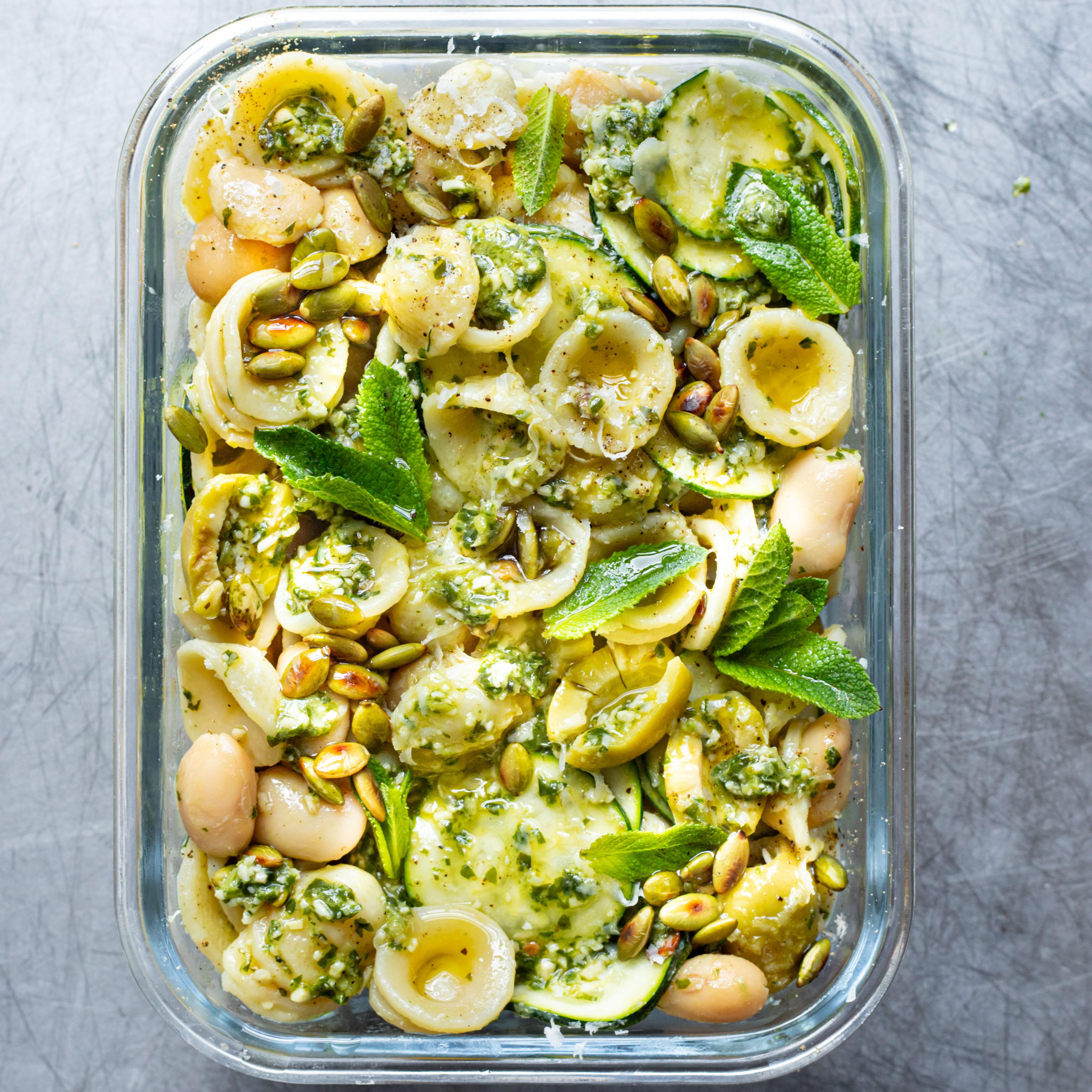 Lunch Box Courgette Butter Bean Pasta Salad