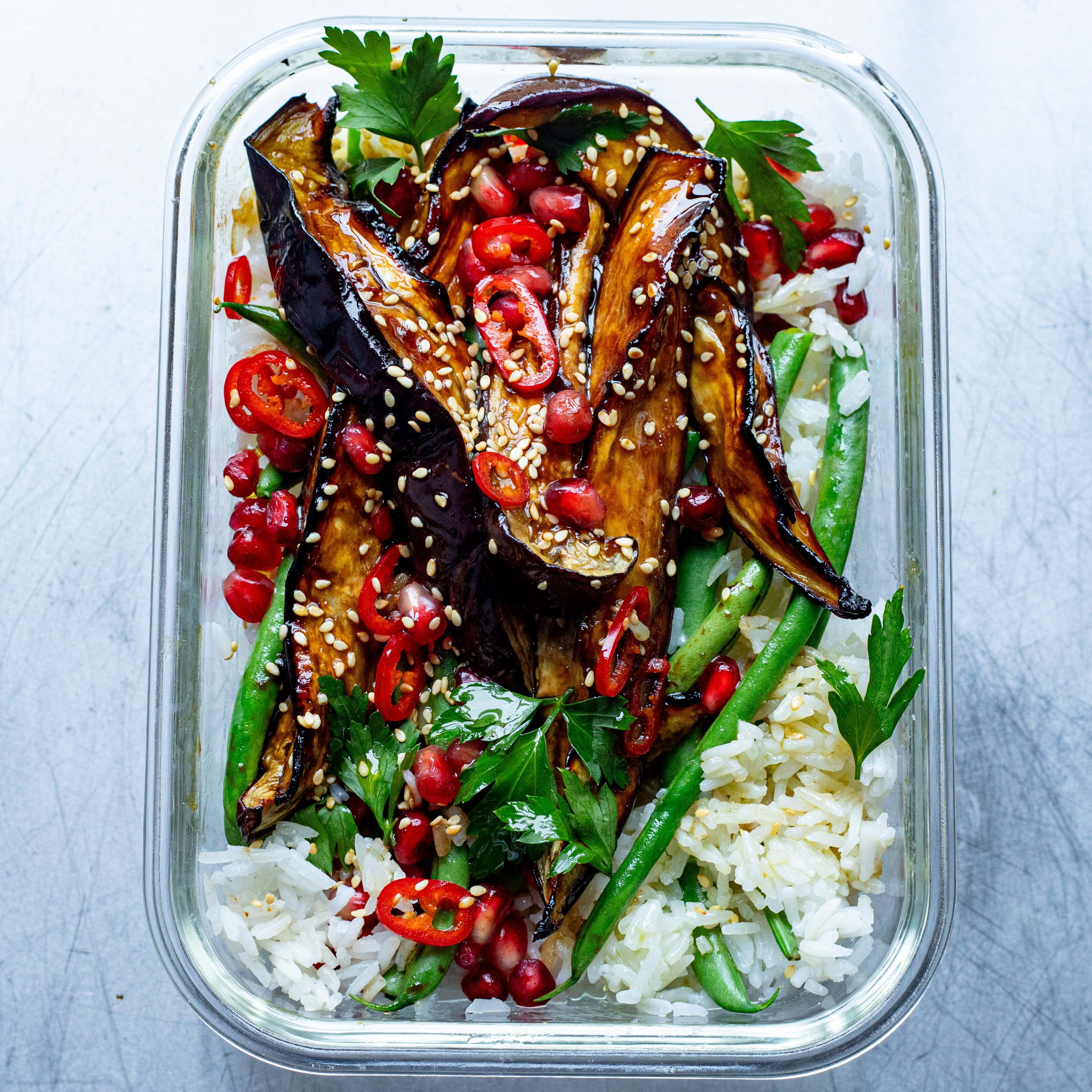 Lunch Box Sticky Honey Miso Aubergine
