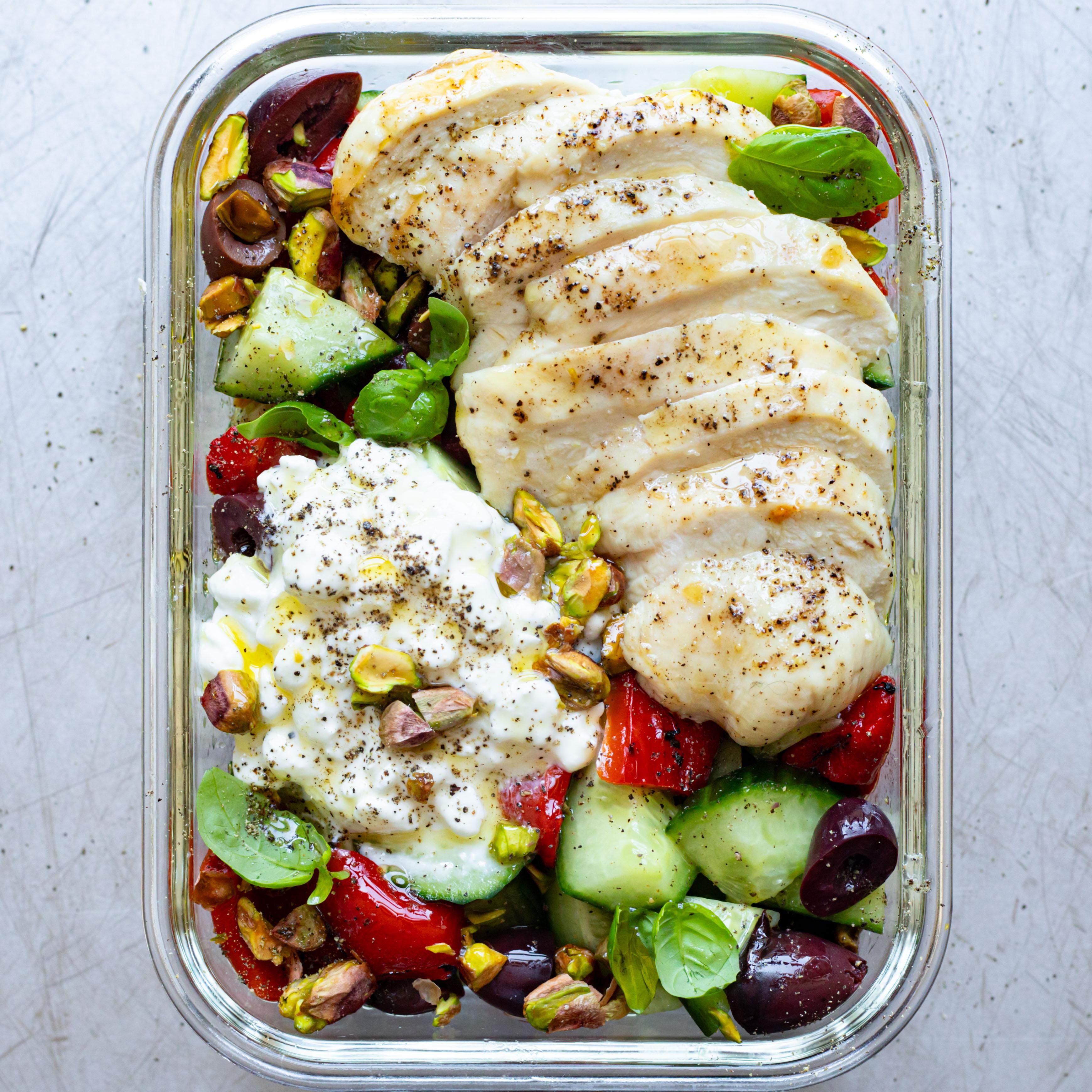 Lunch Box Chicken Pepper Cucumber Chopped Salad