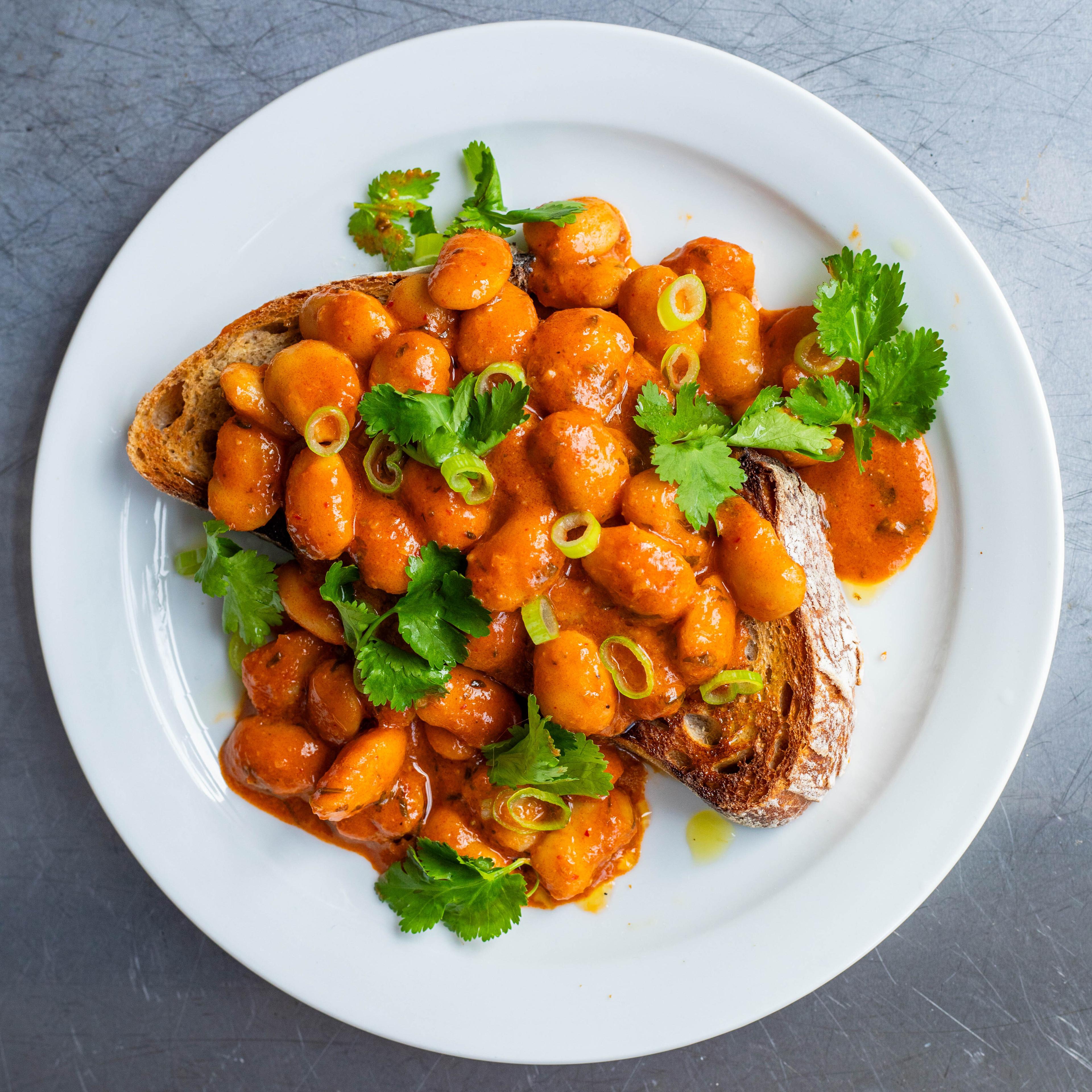 Peanut Curry Beans on Toast
