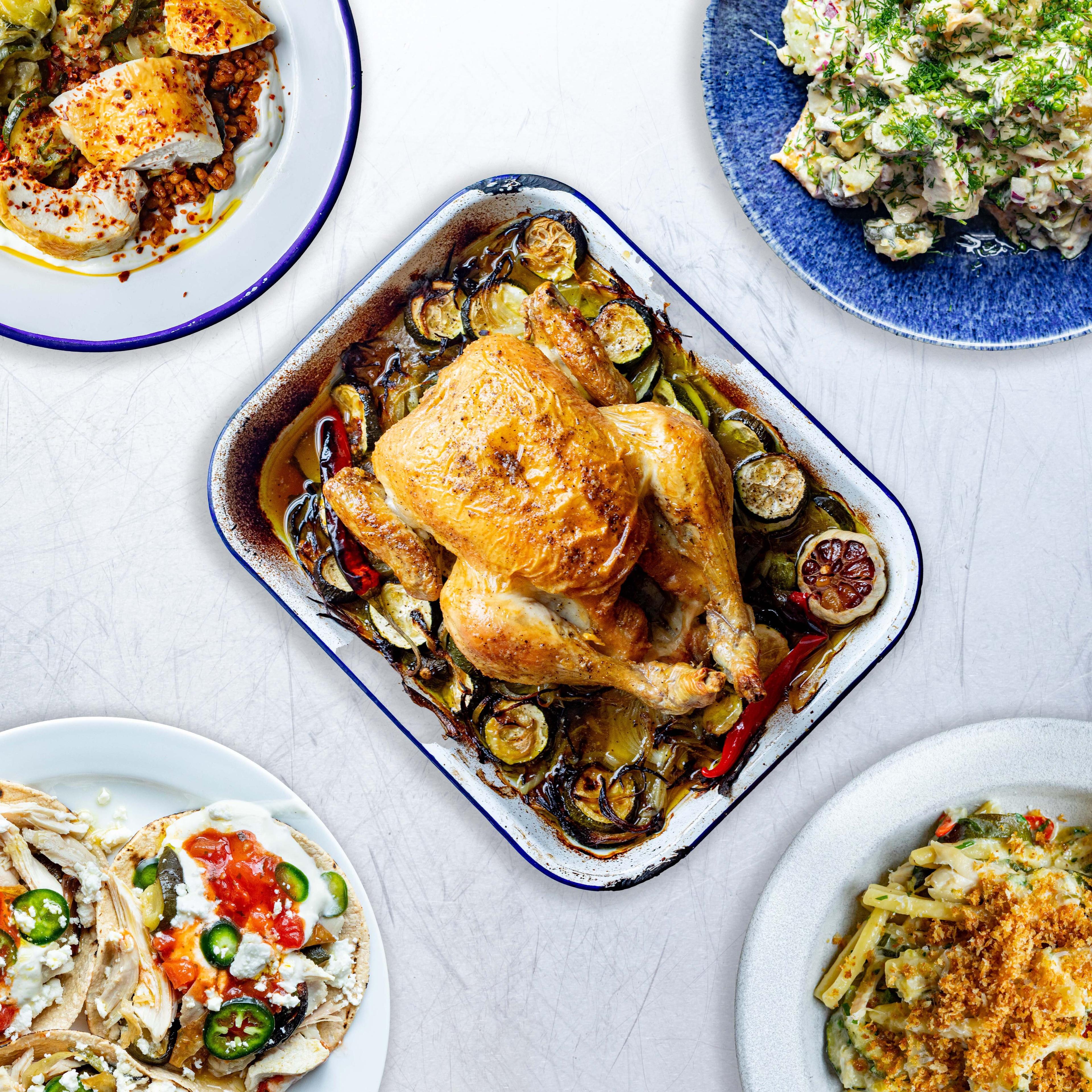 Batch Roast Chicken With Schmaltzy Courgettes