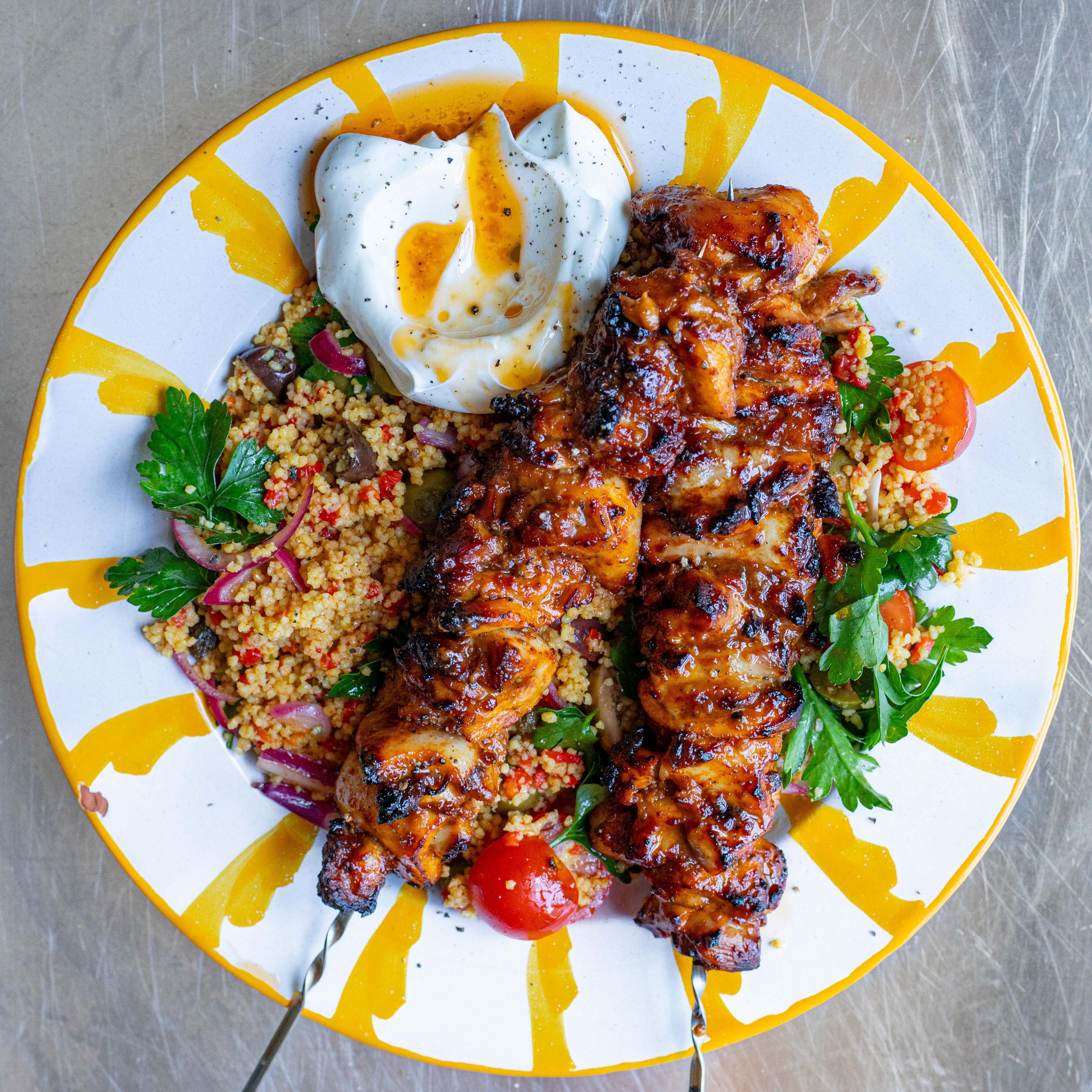 Harissa Chicken Koftas Zesty Couscous Salad