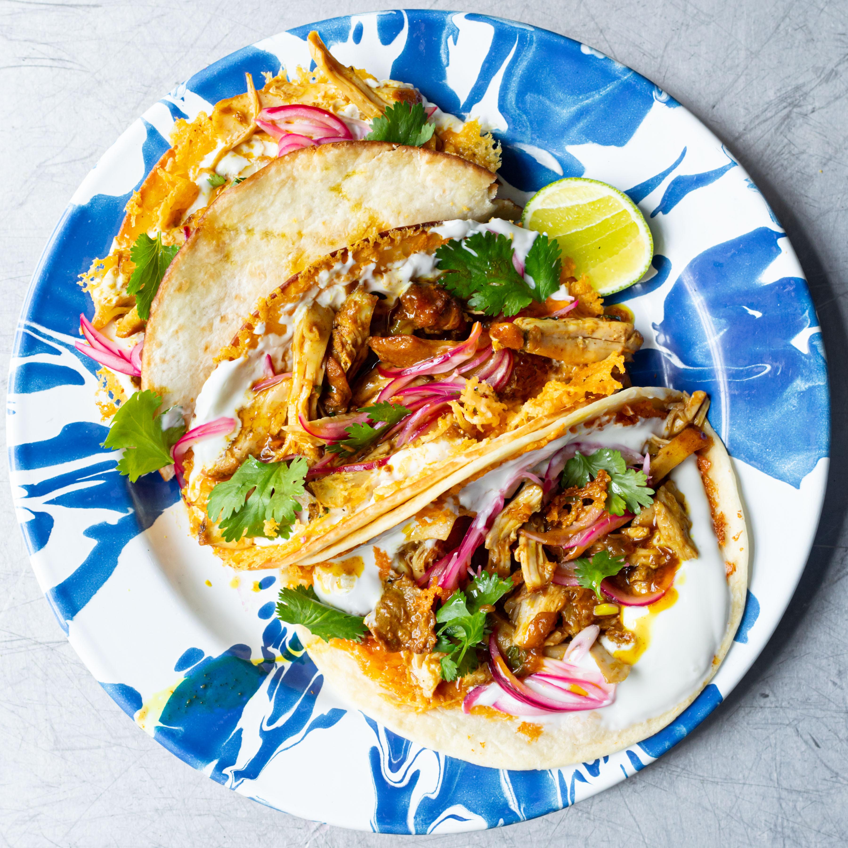 Juicy Braised Chicken Cheese Crisp Quesadillas