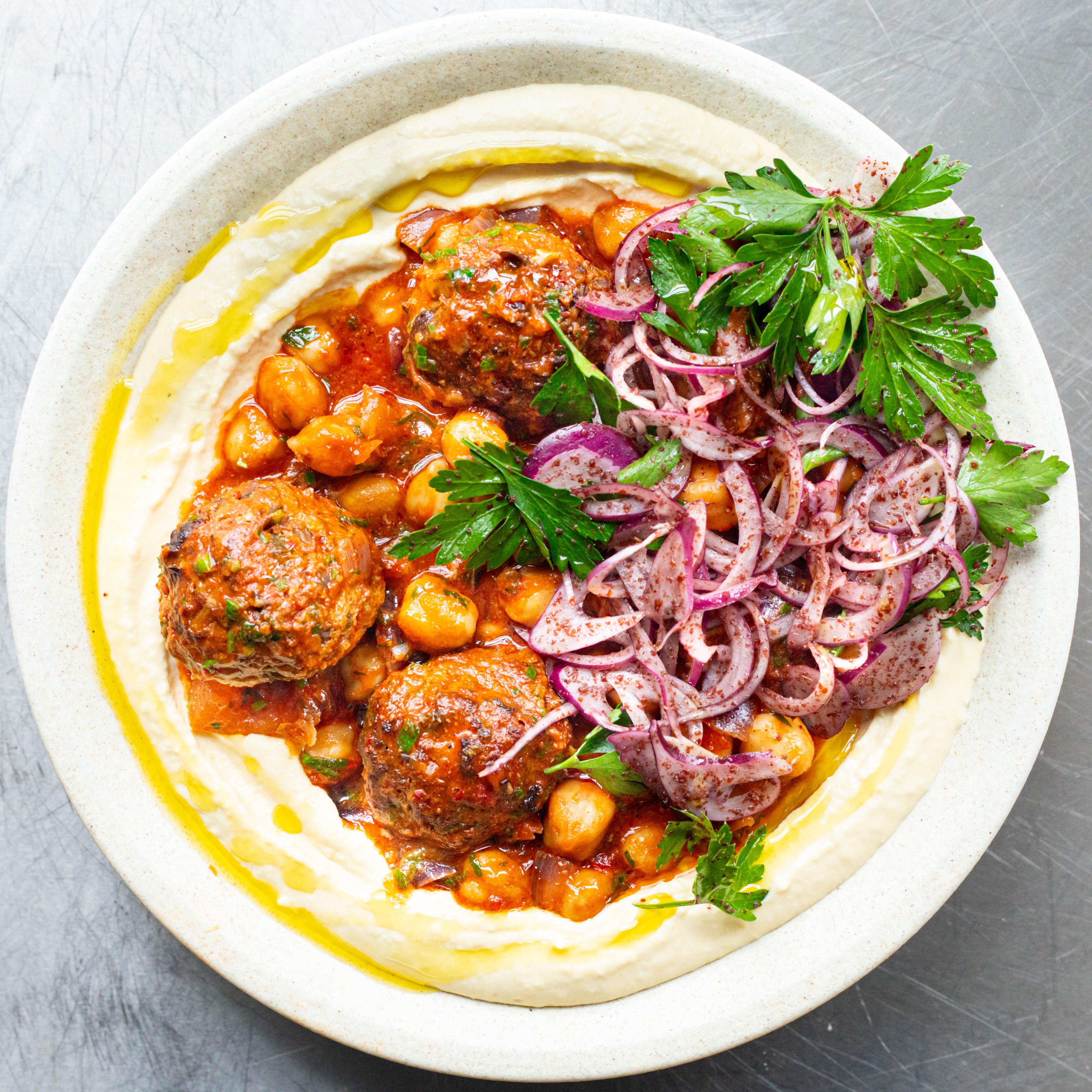 Mezze Meatball Hummus Bowl