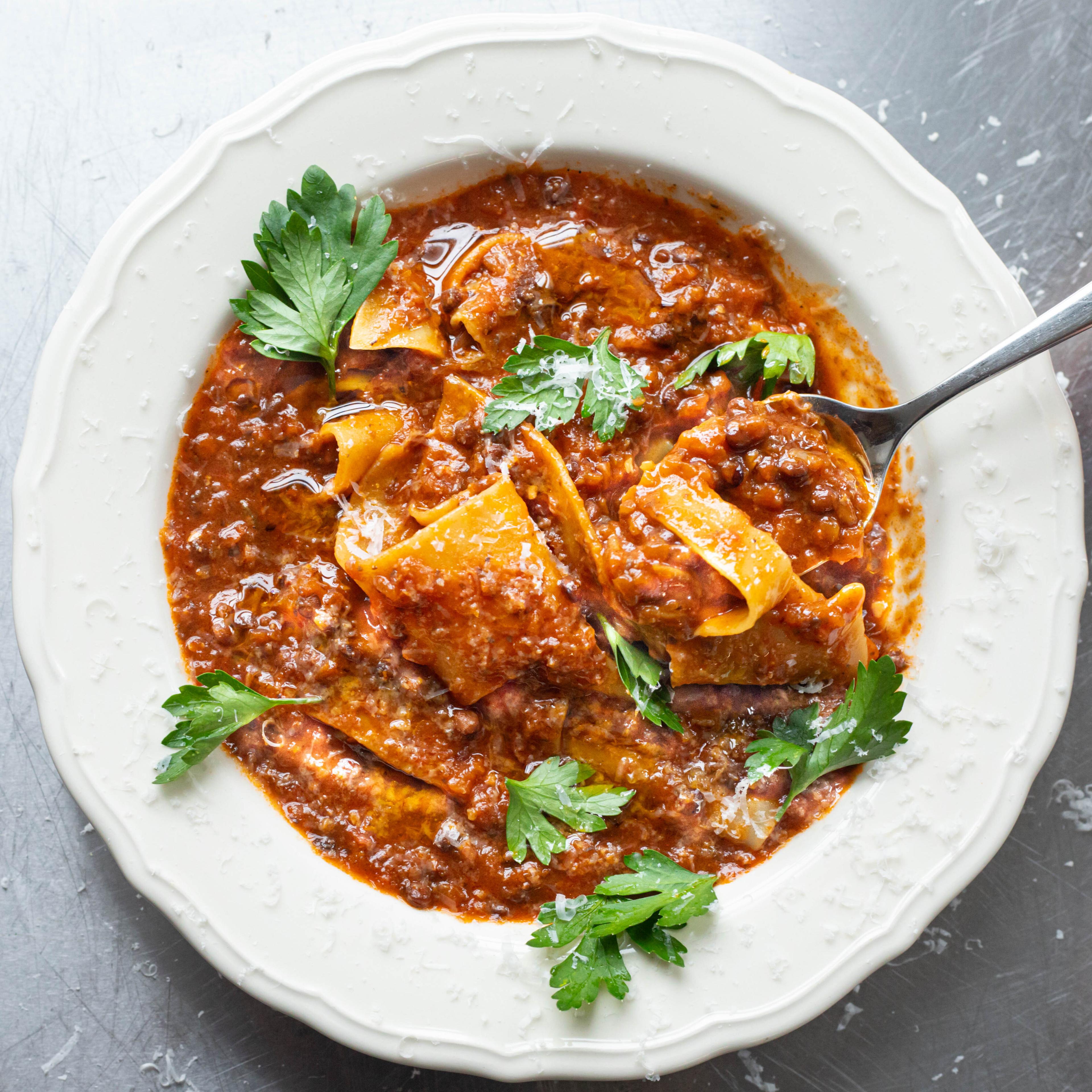 Mushroom Lentil Lasagne Soup