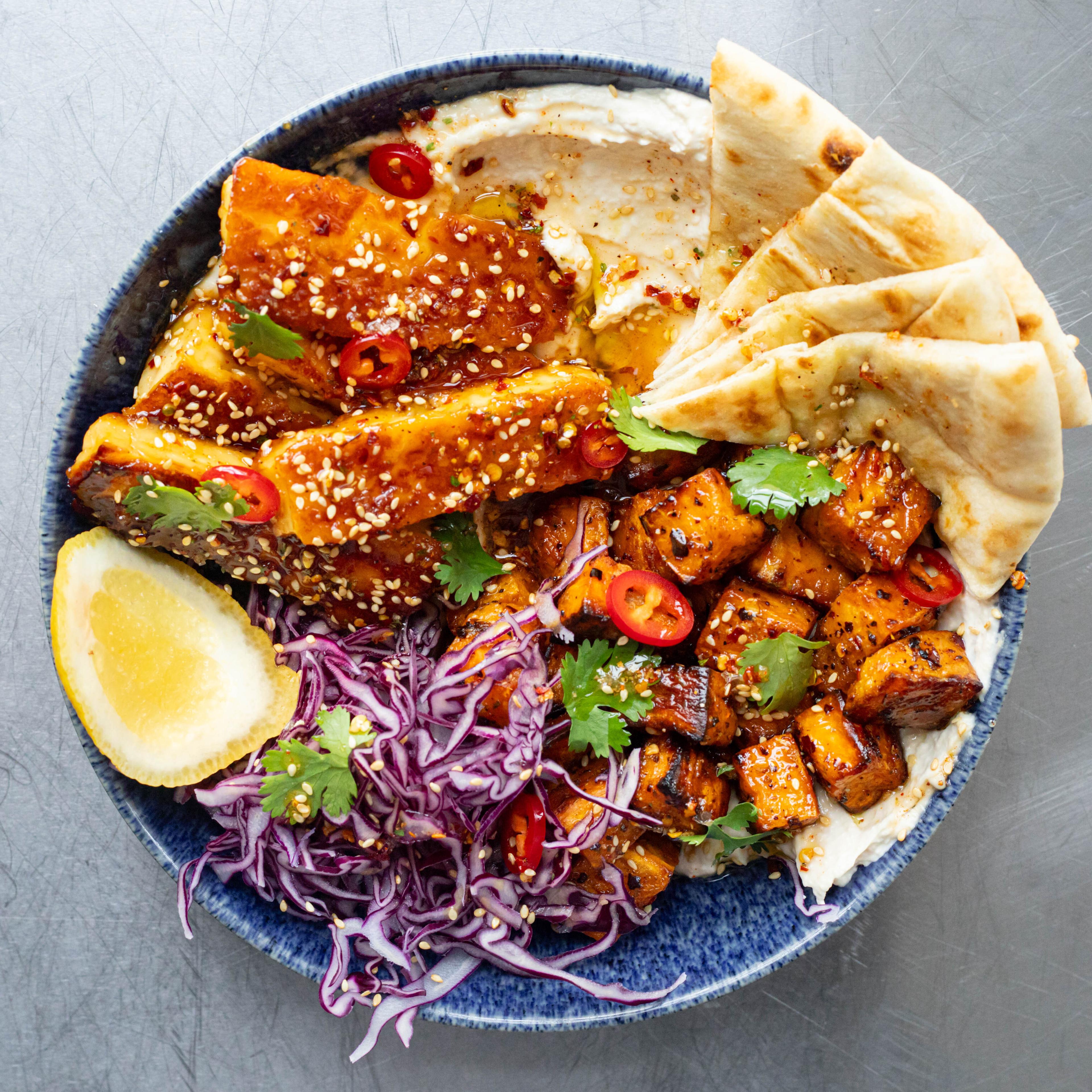 Peri Peri Halloumi Sweet Potato Rice Bowl
