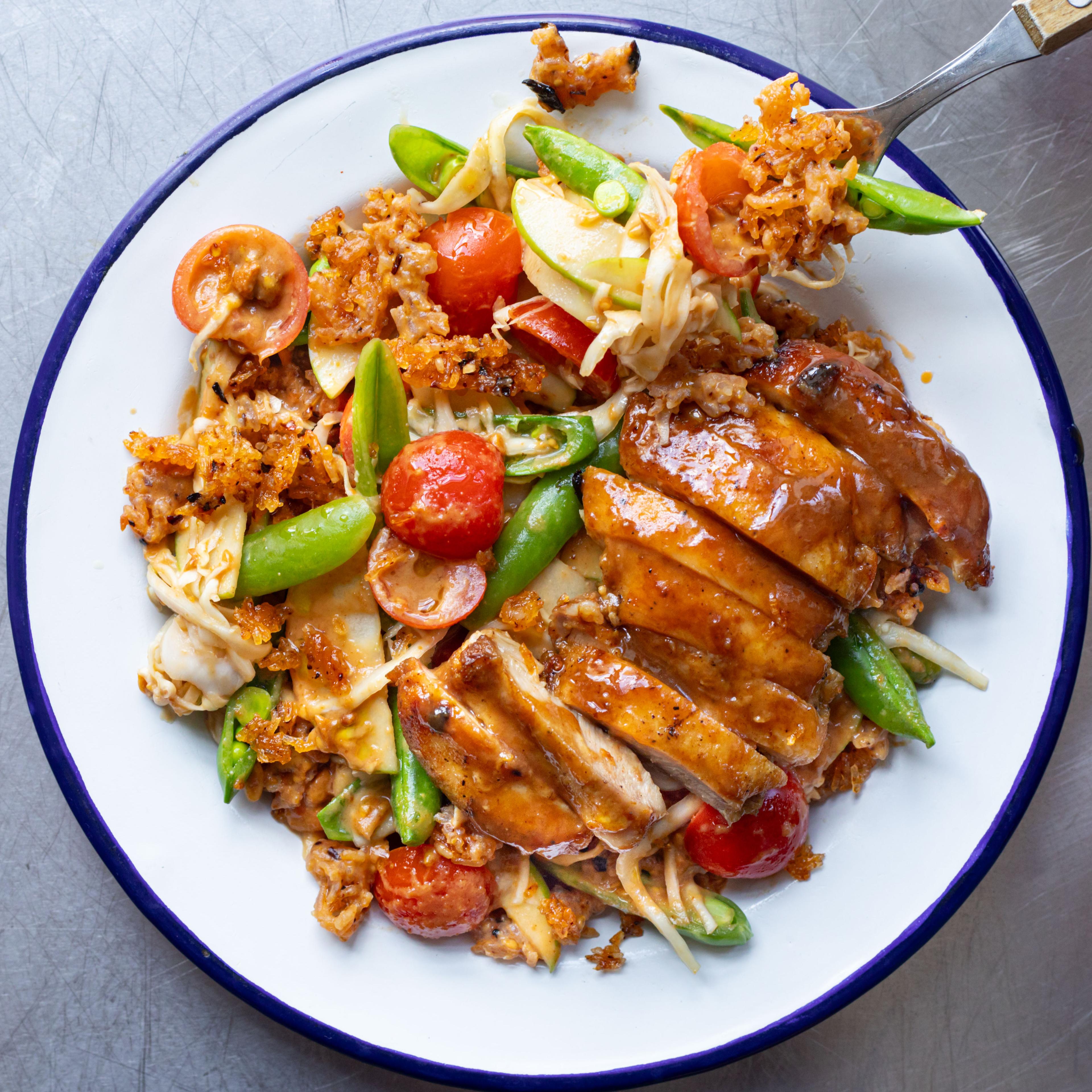 Tangy Chicken Crispy Rice Salad
