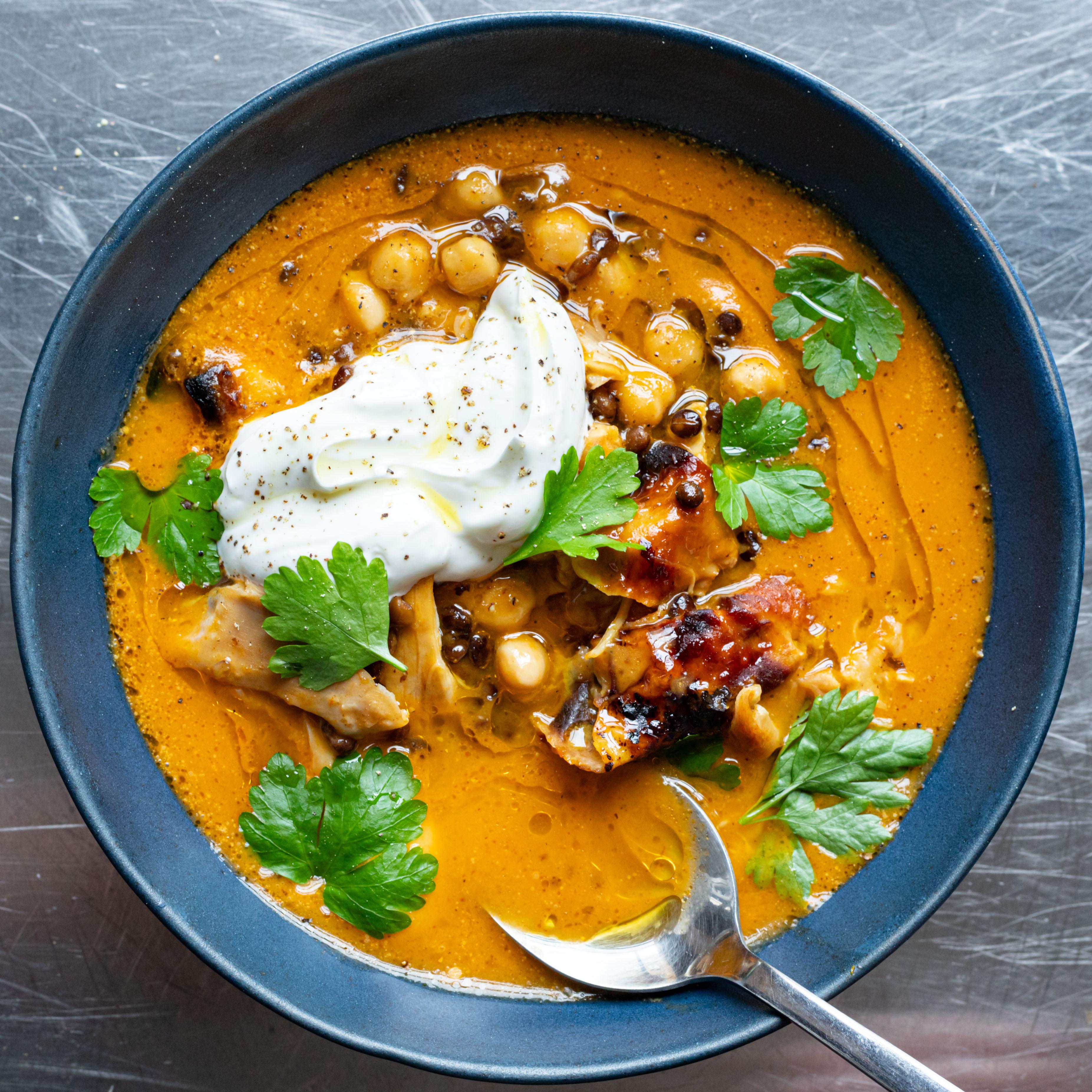 Brothy Honey Dijon Chicken Chickpeas