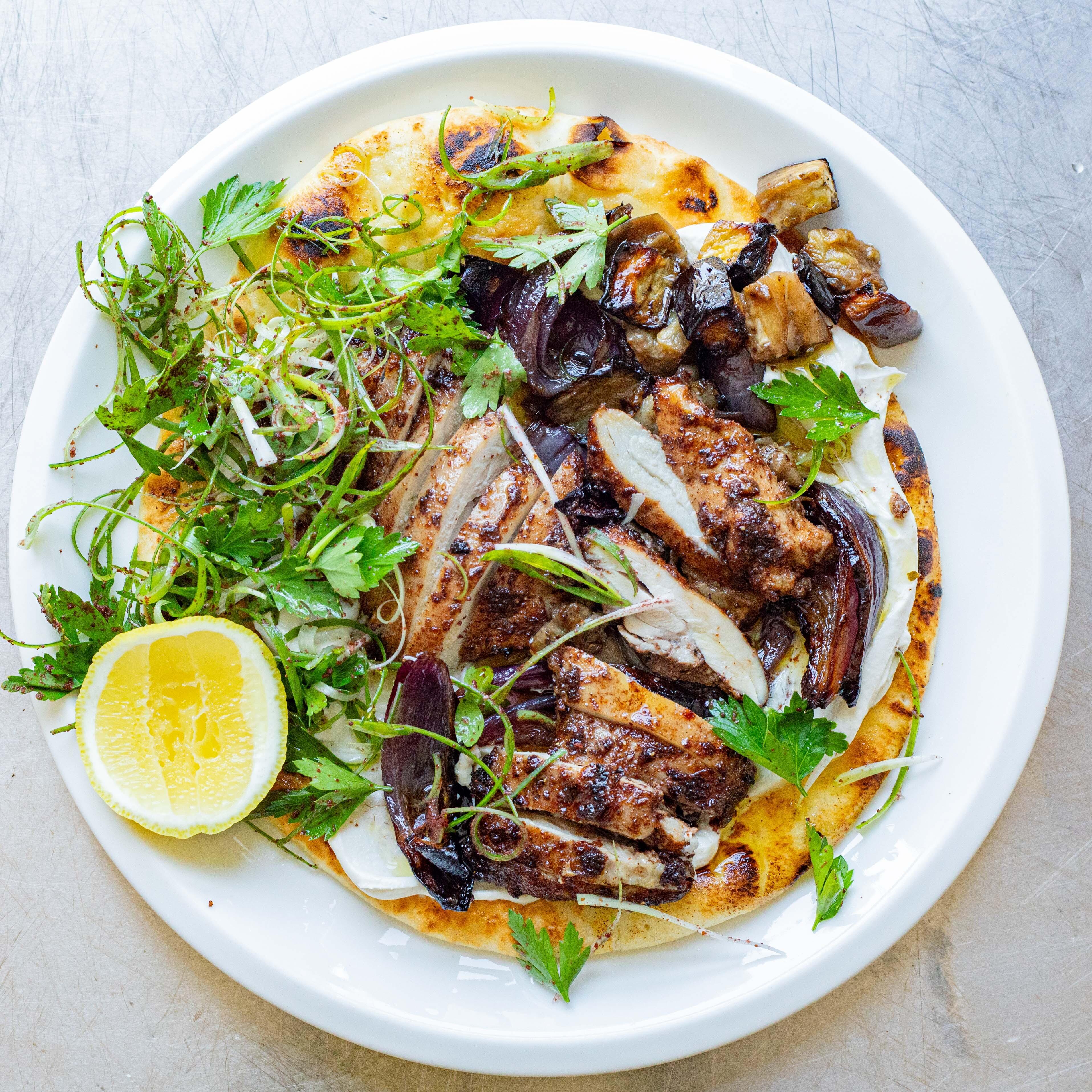 Creamy Tahini Sumac Chicken Flatbreads