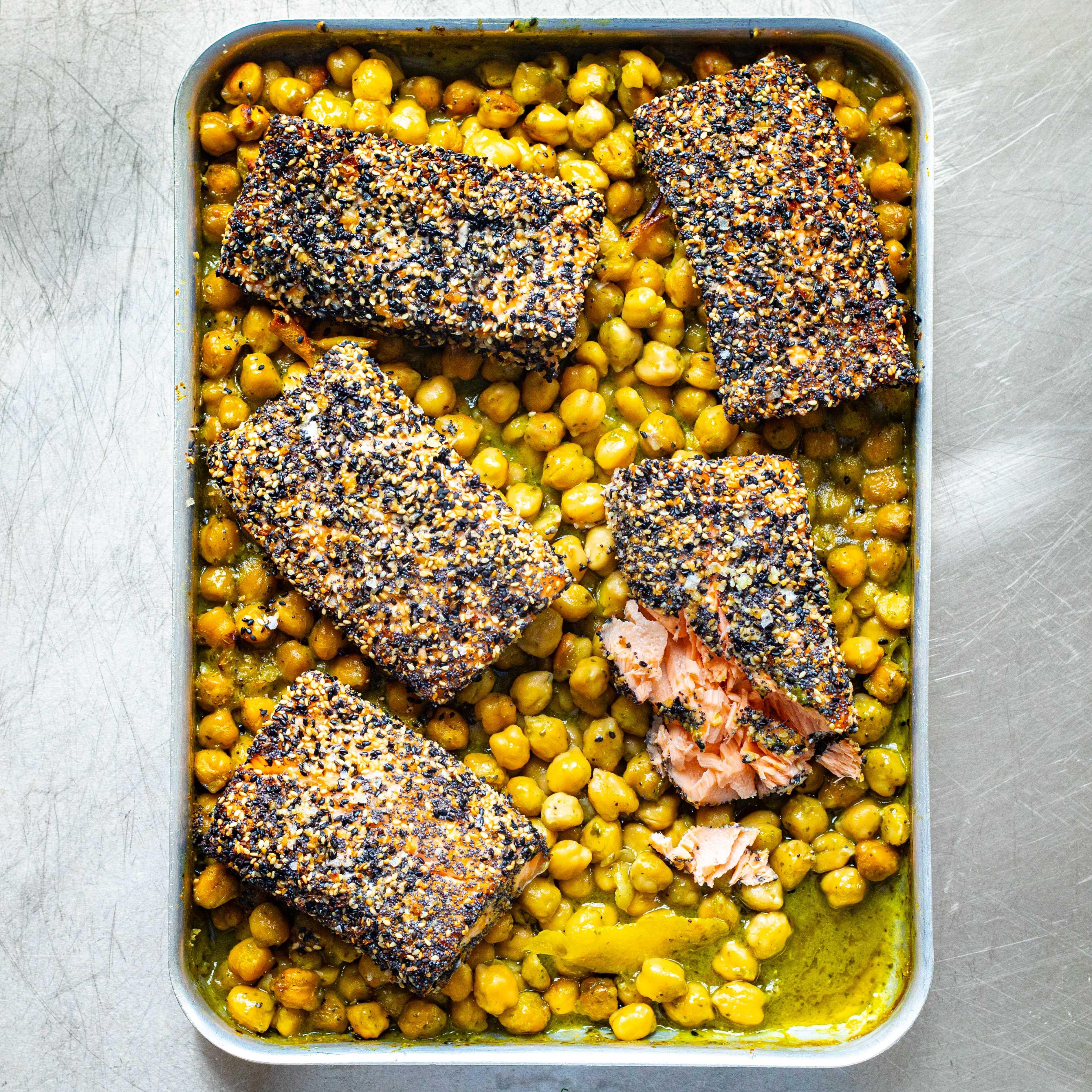 Everything Salmon Green Pesto Chickpeas