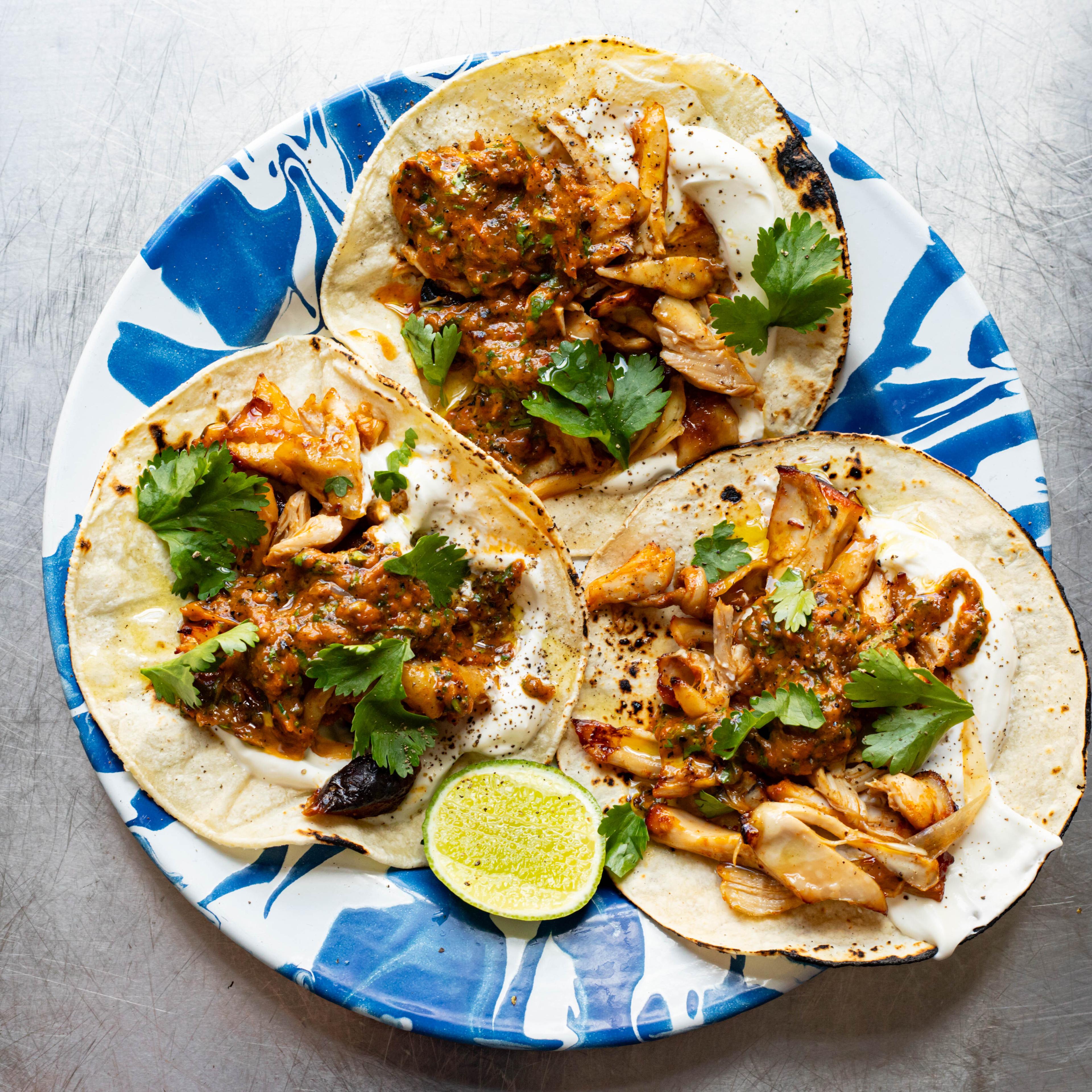 Honey Dijon Chicken Tacos with Charred Pepper Salsa