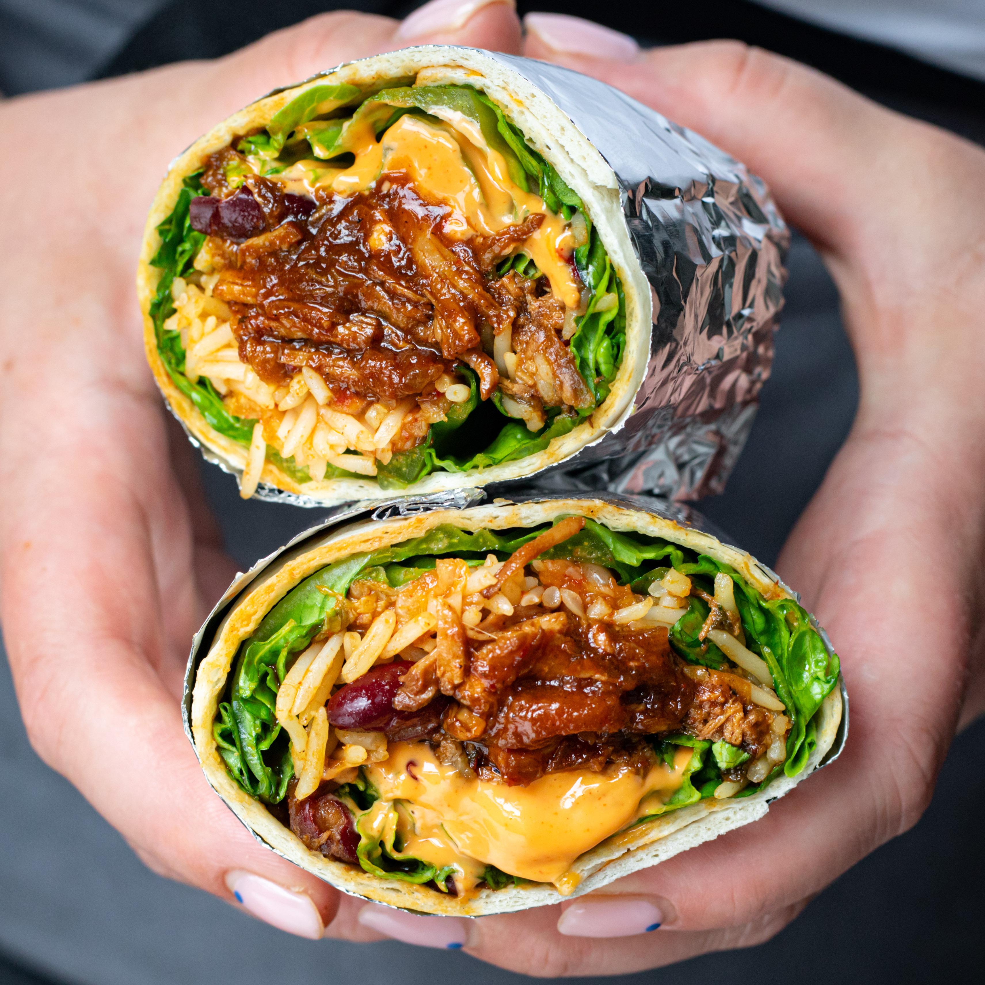Spicy Gochujang Pork Burrito with Kimchi Rice