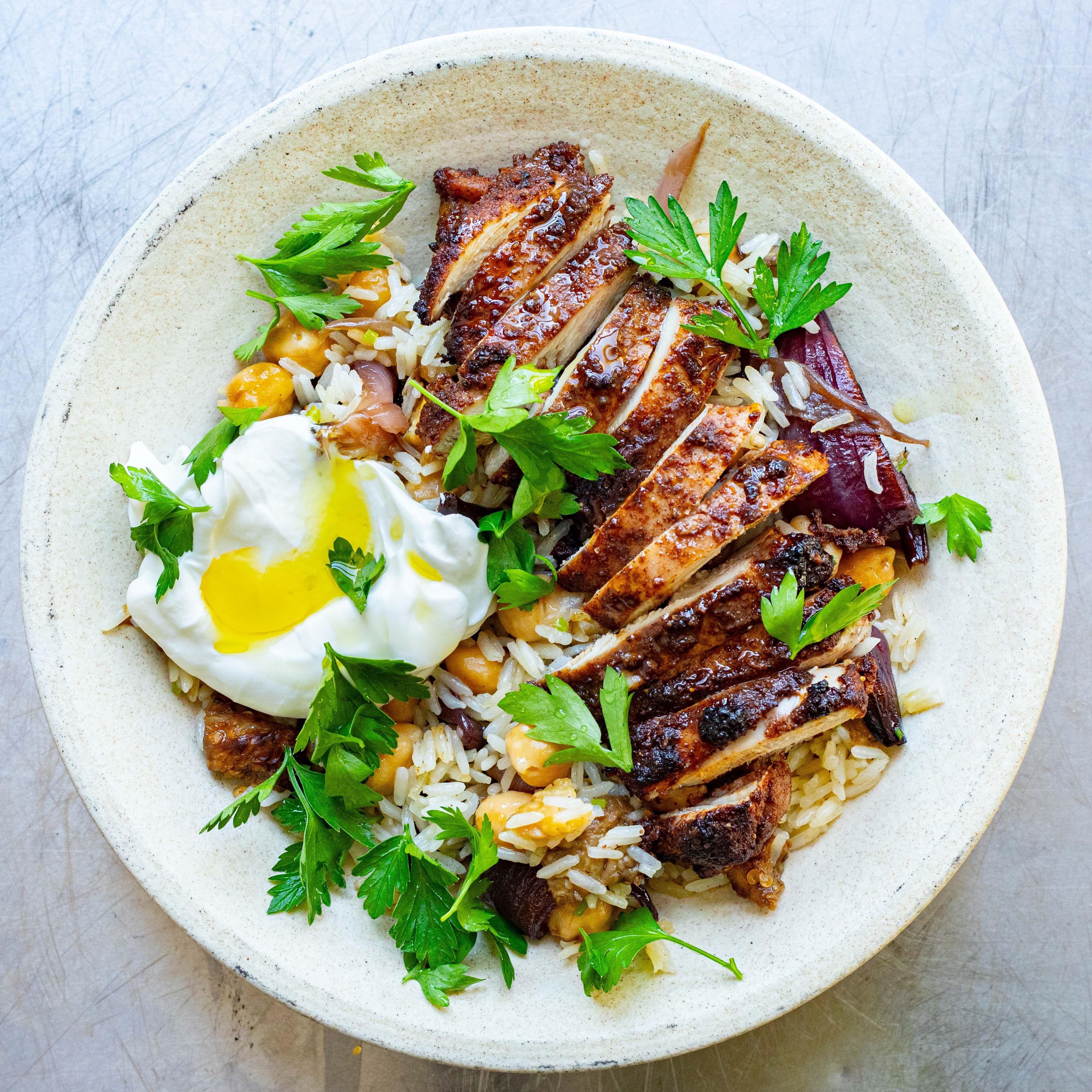 Sumac Chicken Chickpea Pilaf