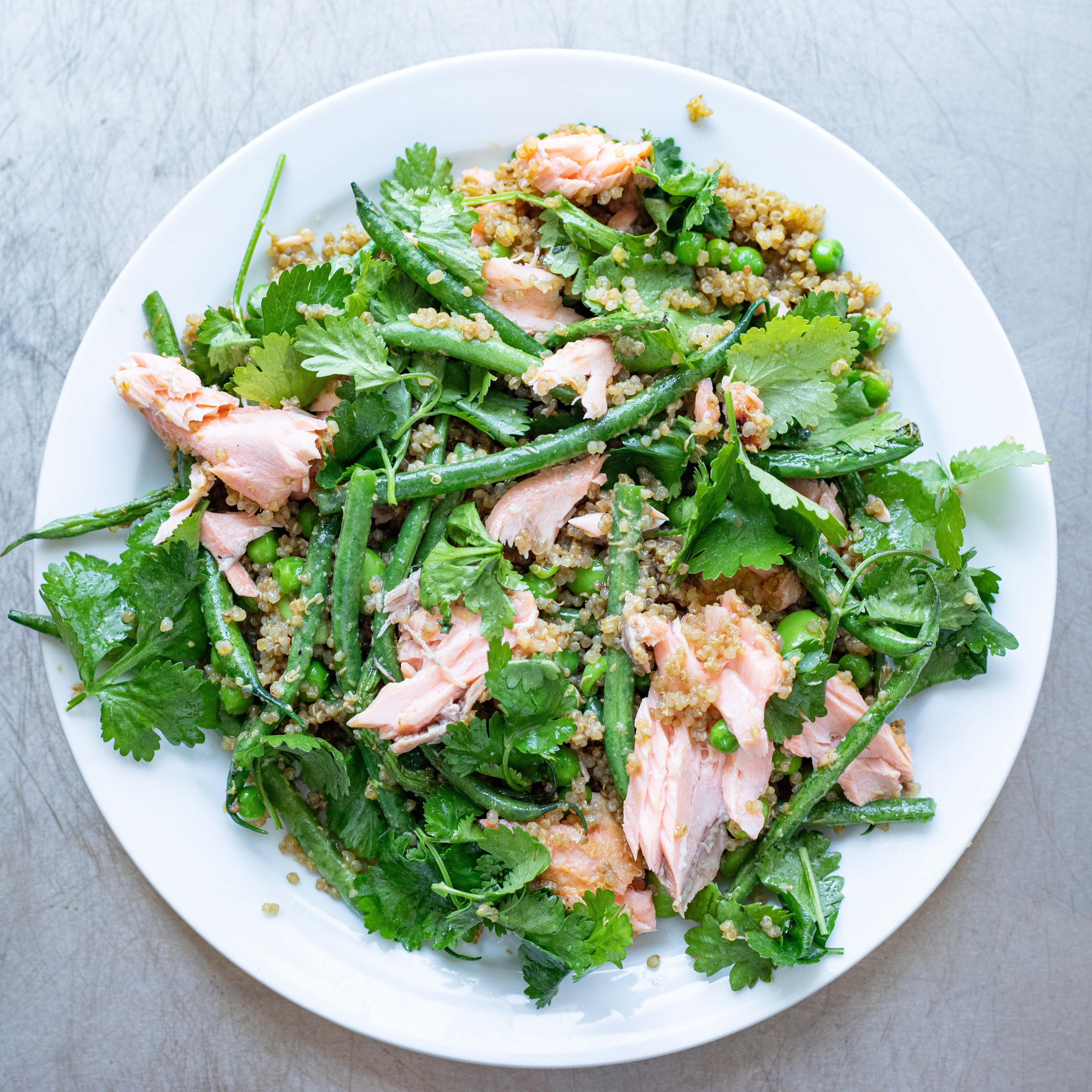 Zingy Miso Salmon Salad with Wasabi Dressing