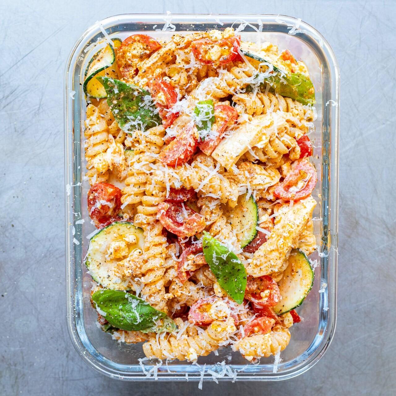 Cherry Tomato Cottage Cheese Pasta Salad