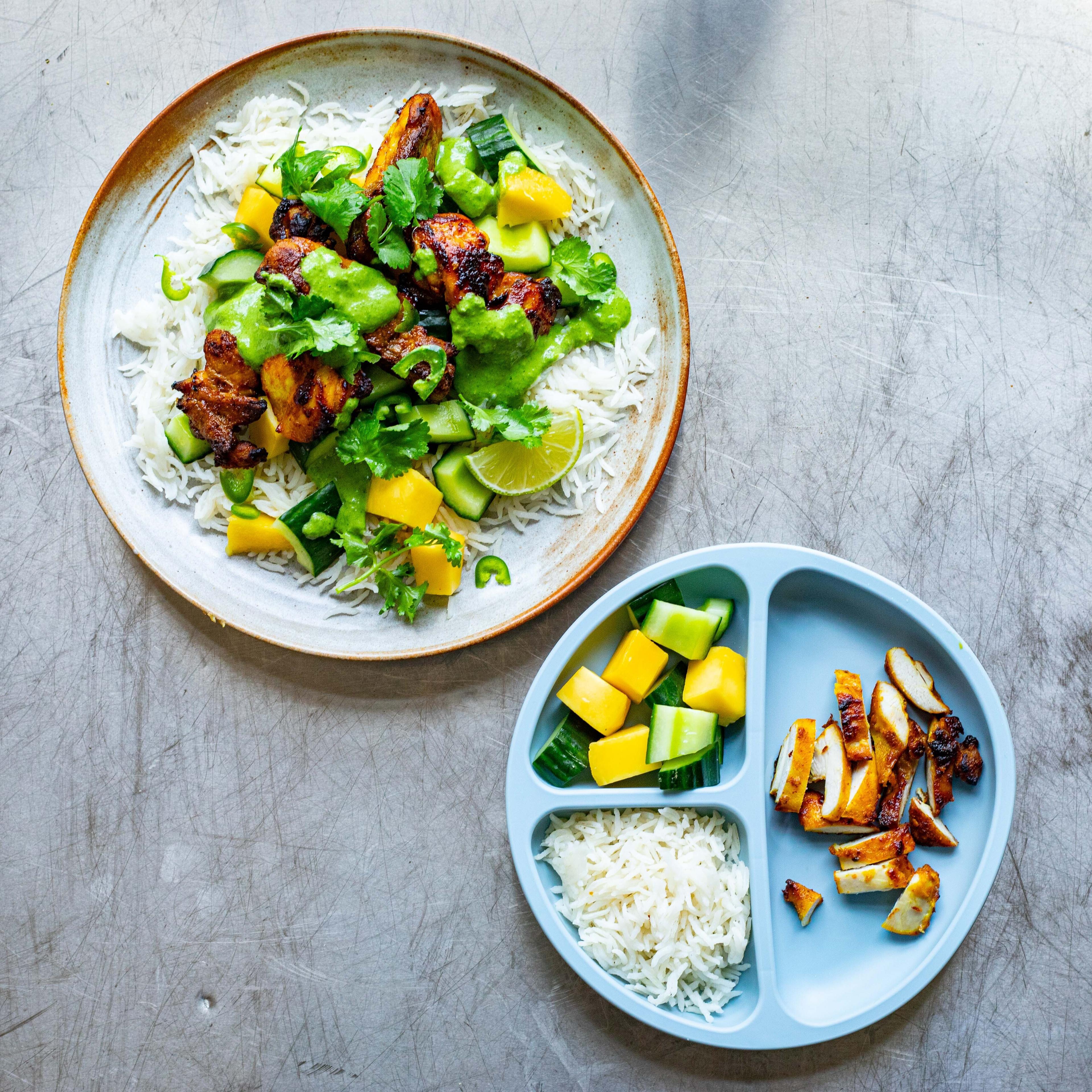 Chicken Tikka Skewers with Mango Cucumber