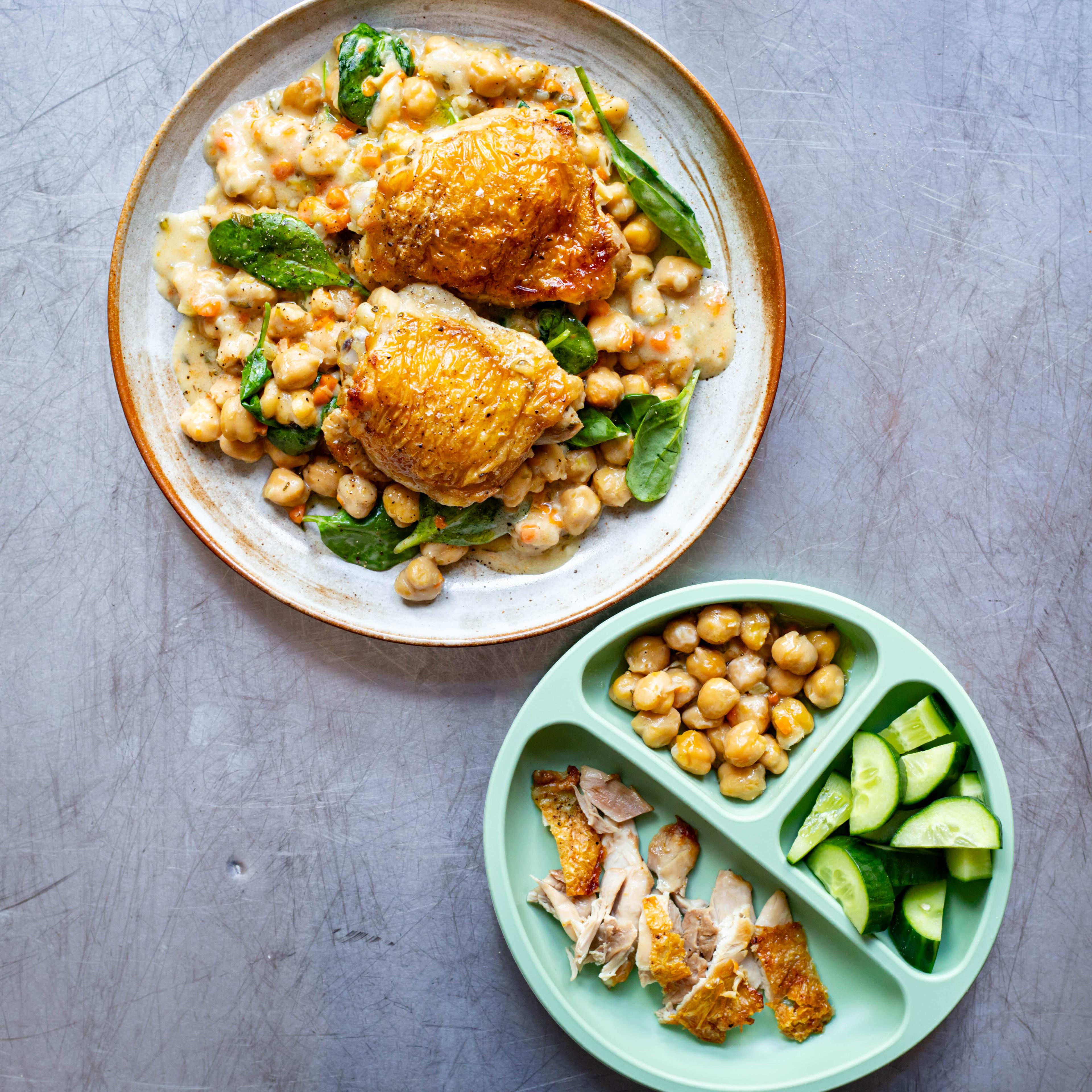 Creamy Roast Chicken Chickpeas with Sage Lemon