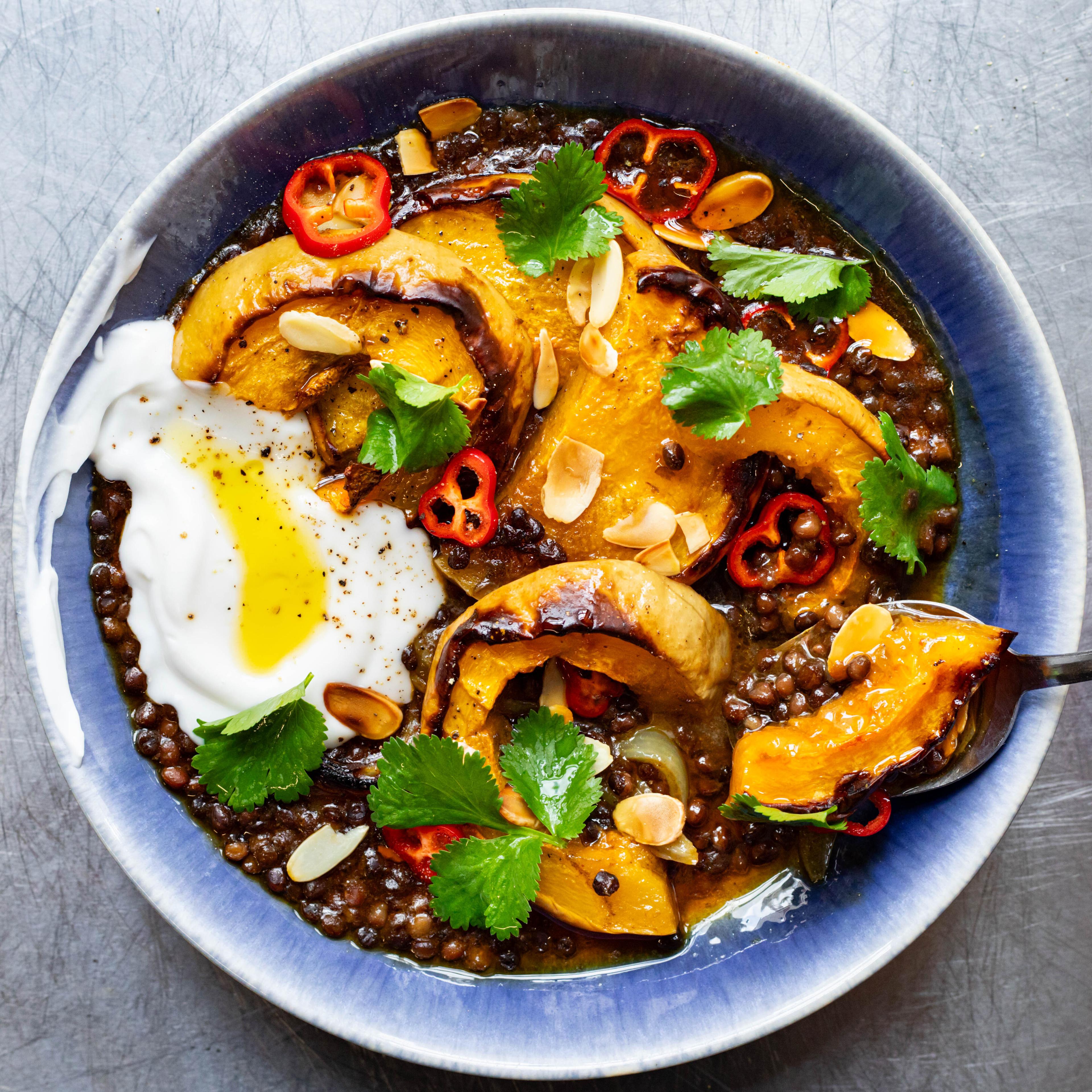Curried Squash Lentil Traybake