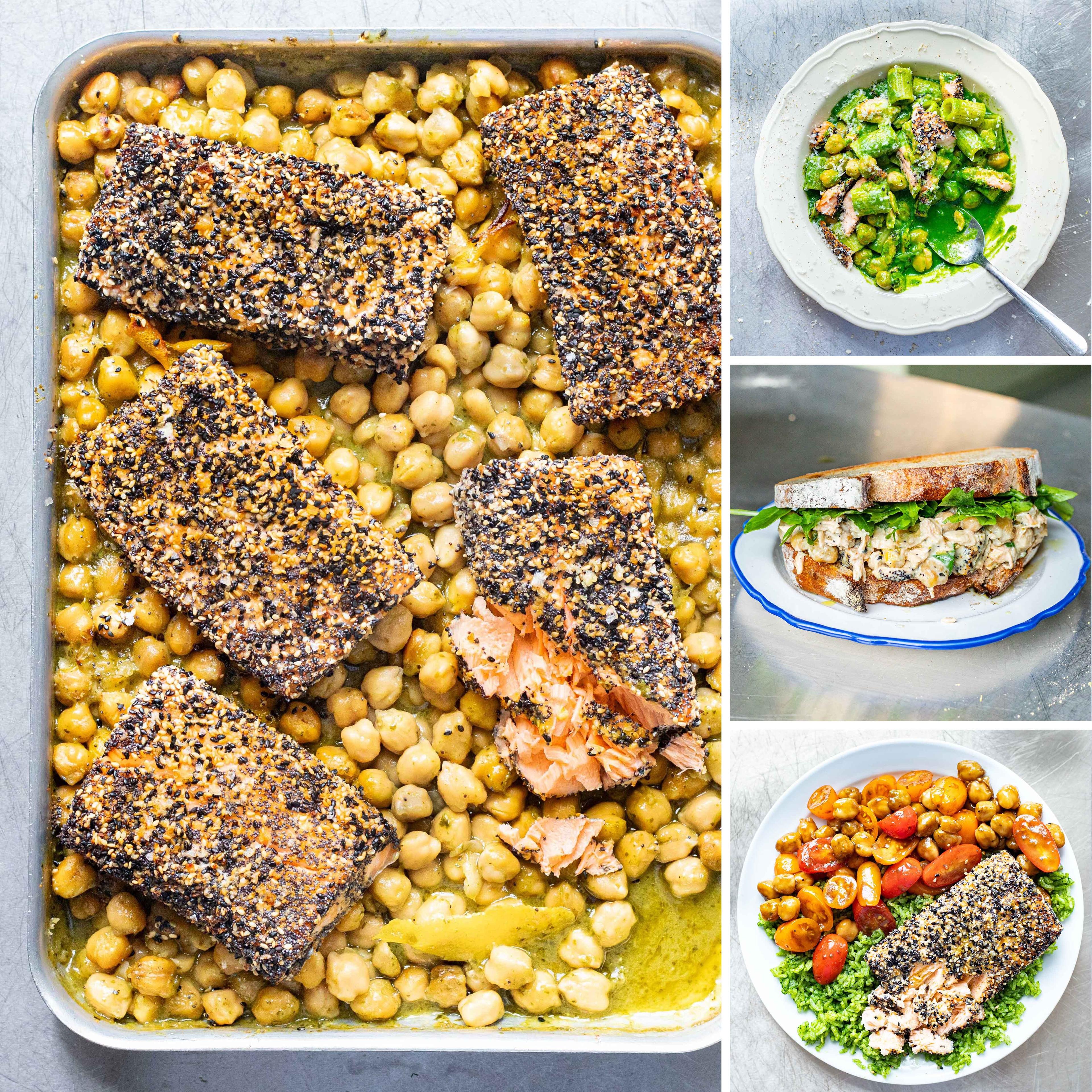 Everything Salmon Green Pesto Chickpeas