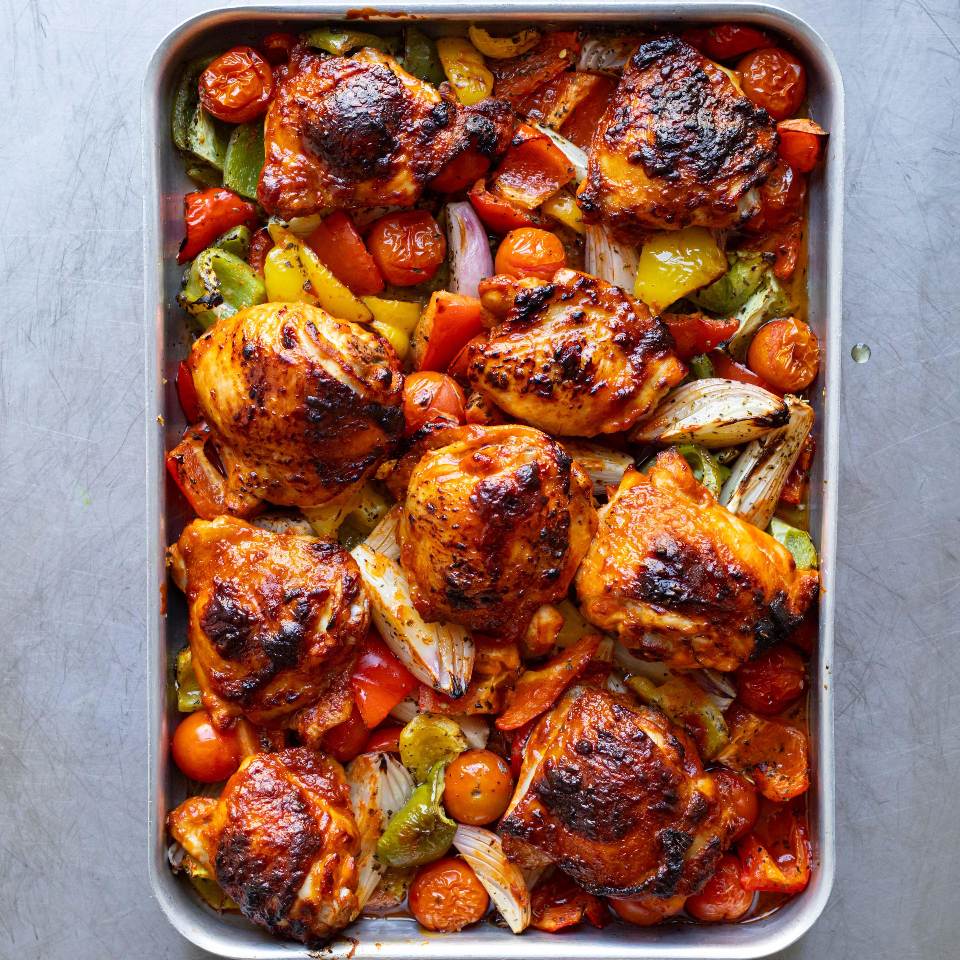 Honey Dijon Chicken Pepper Traybake Recipe