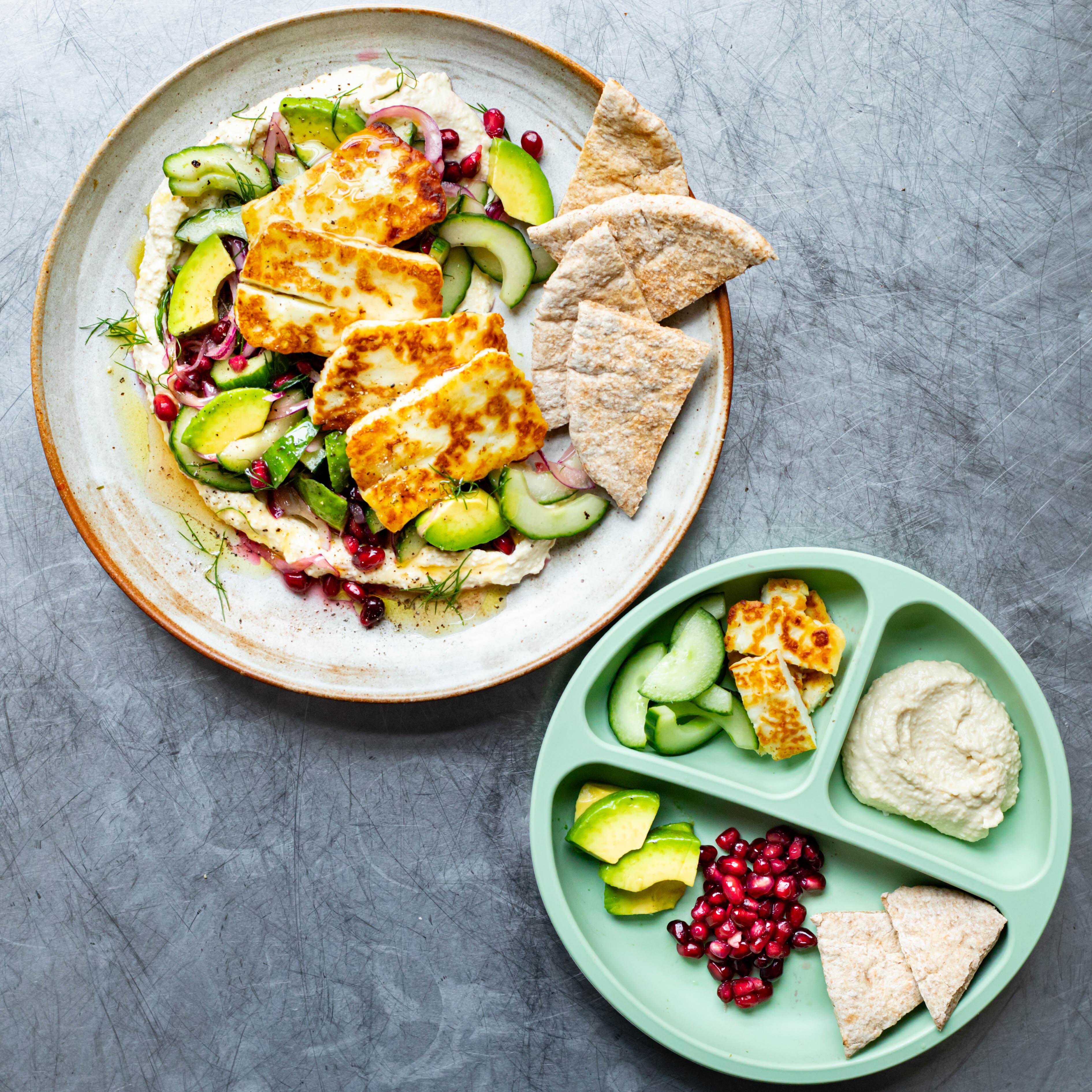 Hummus Crispy Honey Halloumi Pittas