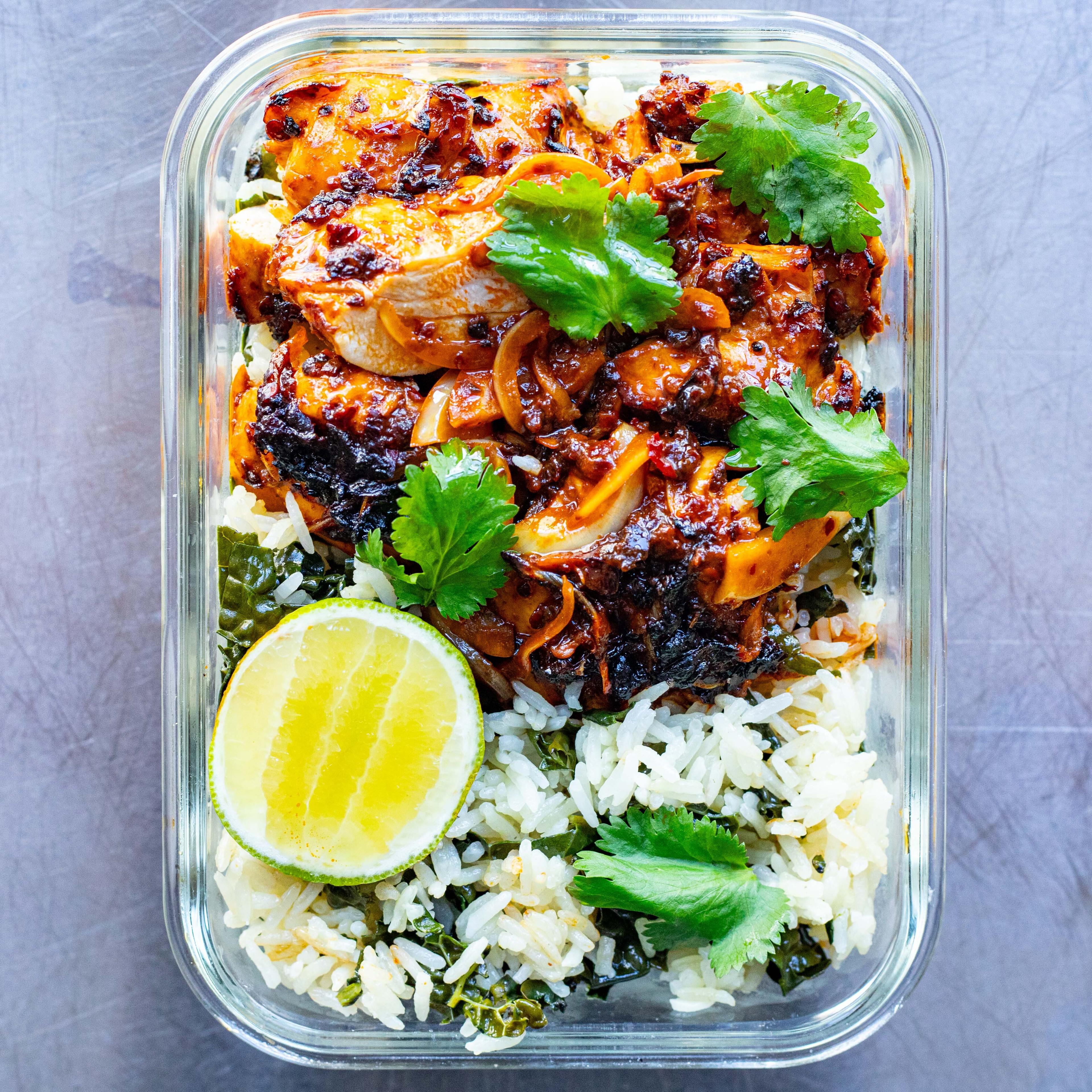 Lunch Box Chipotle Chicken with Chilli Kale Rice
