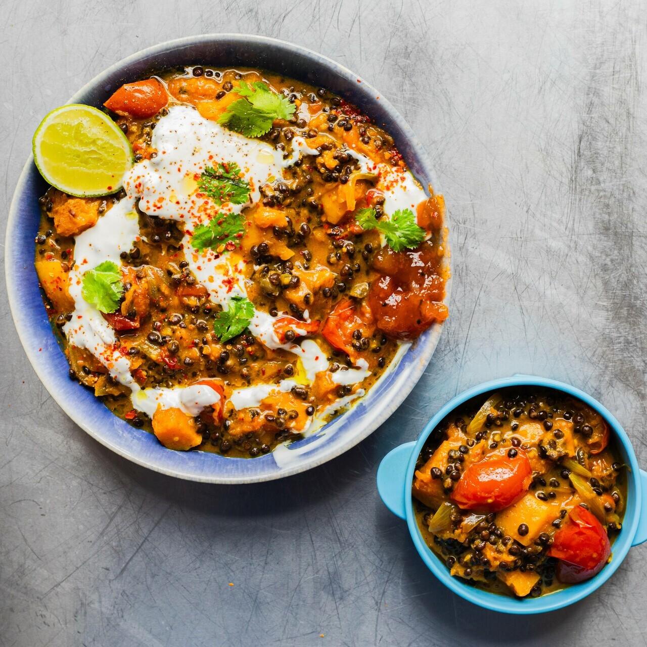 Roasted Tomato Butternut Dal Traybake
