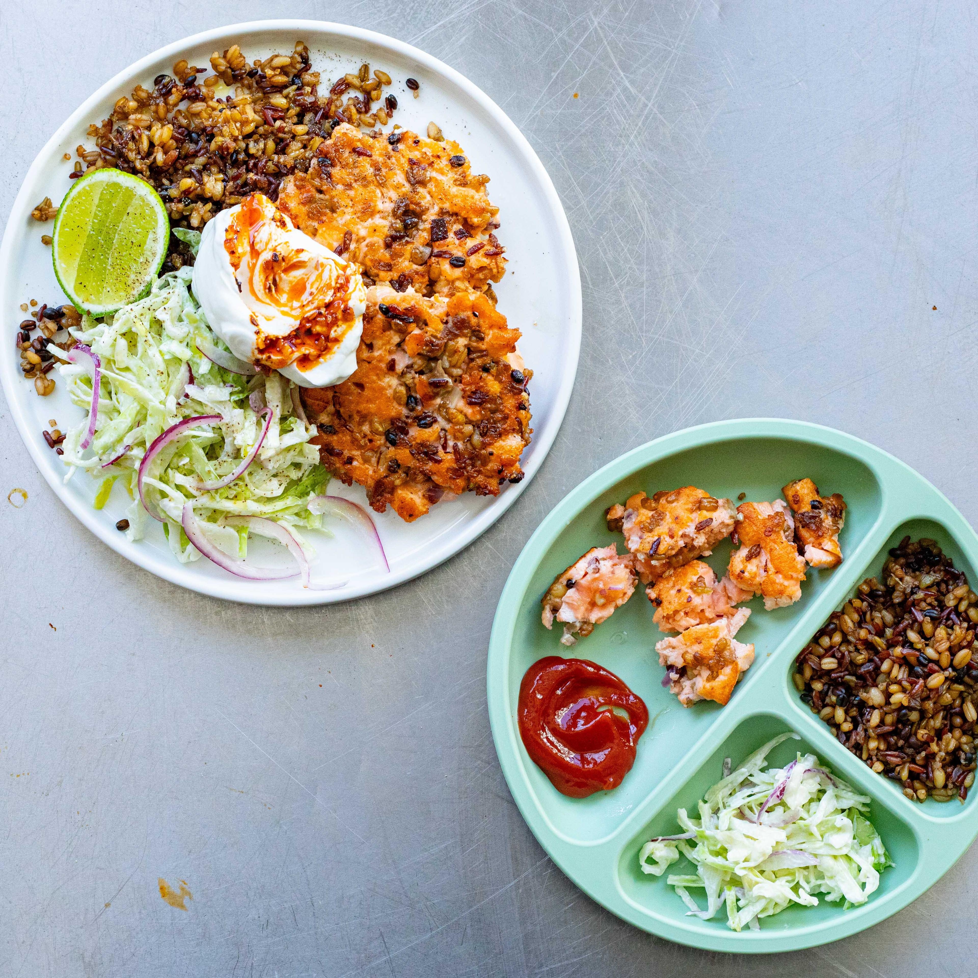 Salmon Fishcakes with Grains Slaw