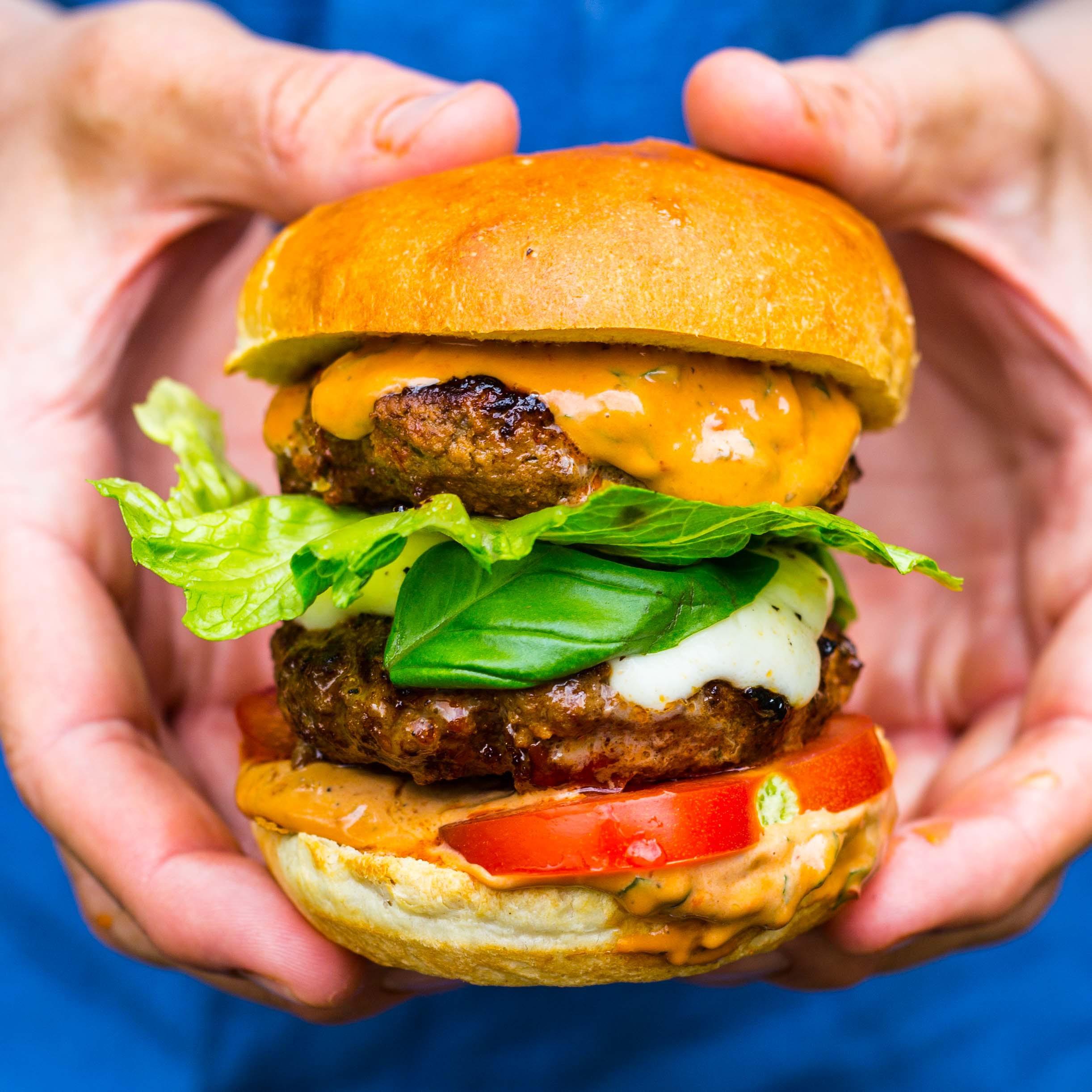 Double Decker Pesto Papi Burgers Image 1
